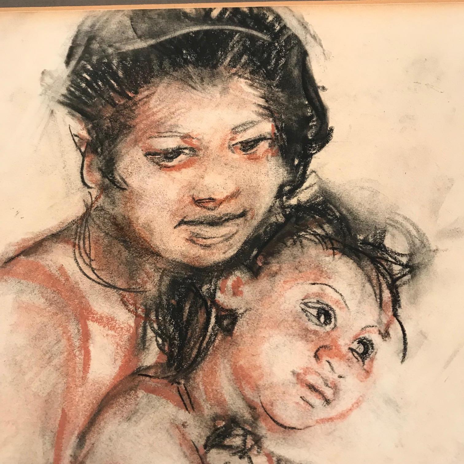 Balinese Roland Strasser Mother and Child Drawing