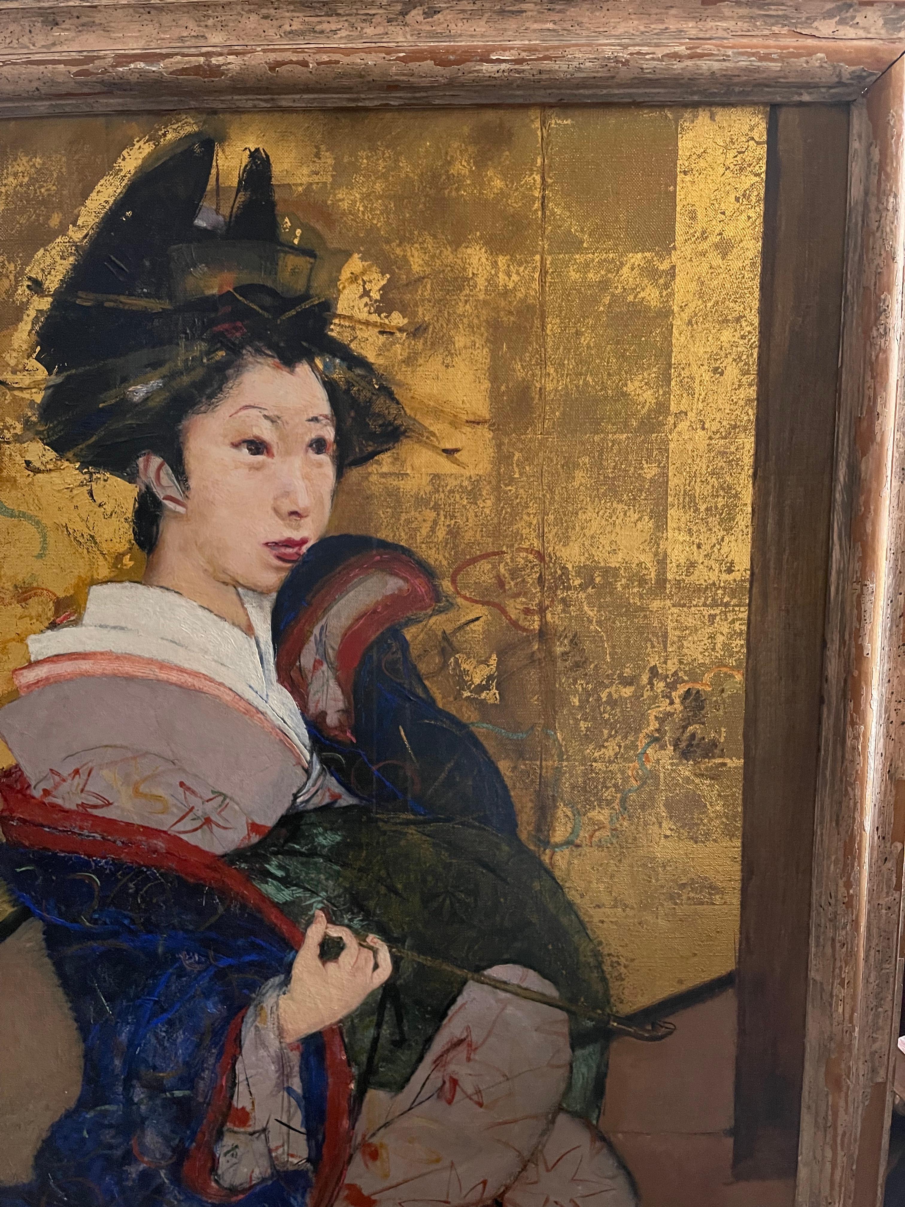 Porträt einer Geisha (Expressionismus), Painting, von Roland Strasser