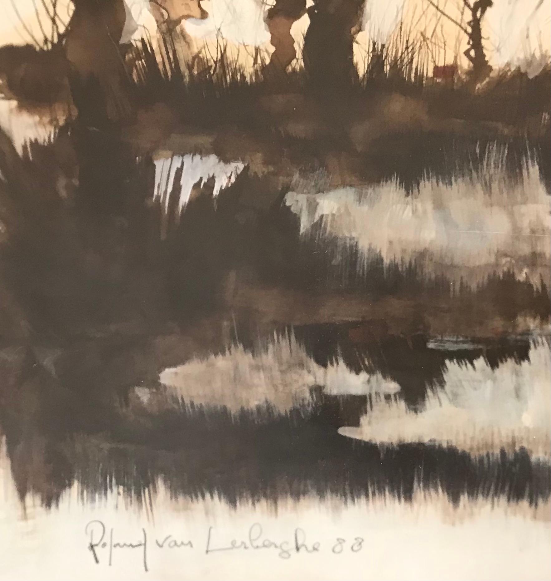 Autumn by Roland Van Lerbergher - Watercolor on paper 44x62 cm For Sale 2