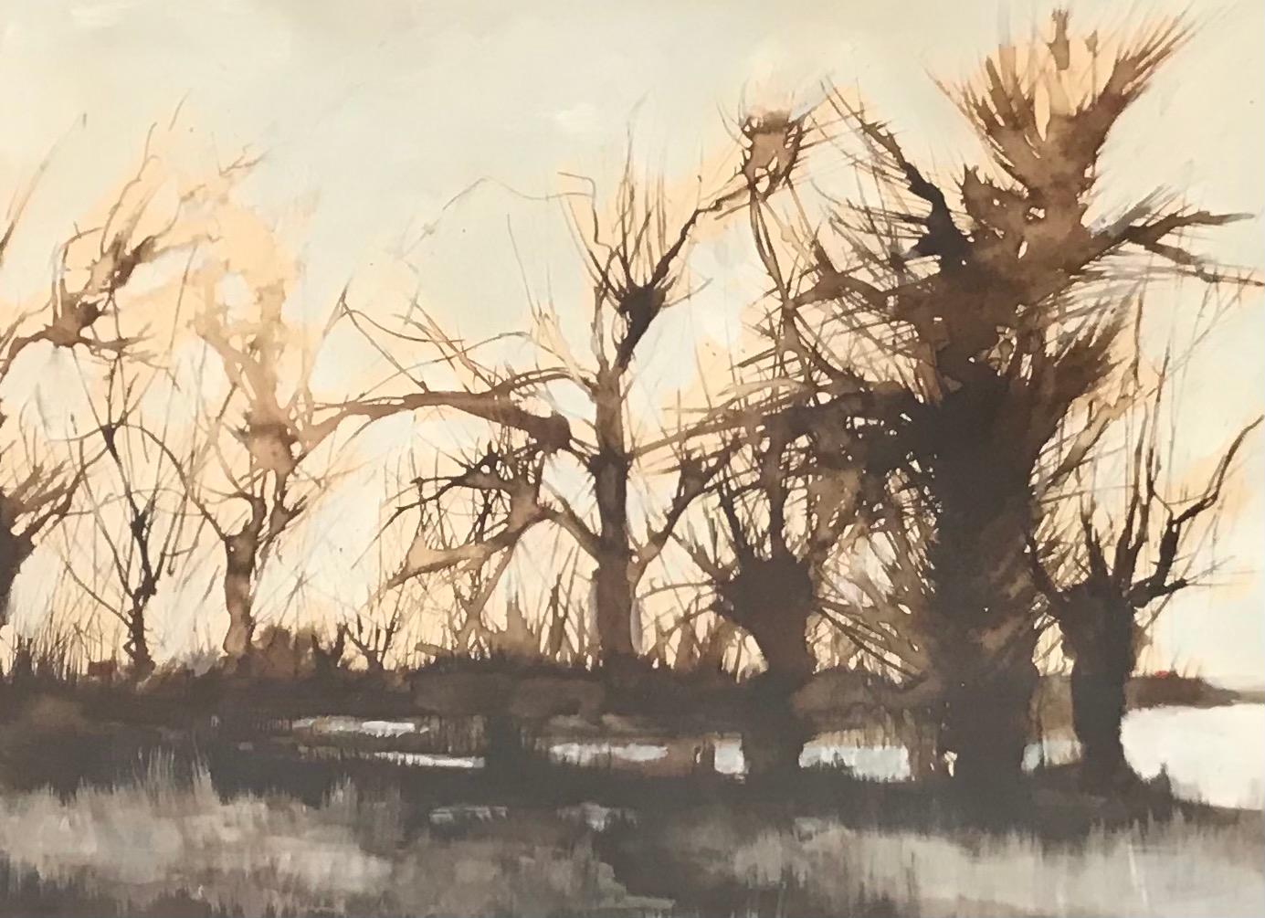 Autumn by Roland Van Lerbergher - Watercolor on paper 44x62 cm For Sale 3