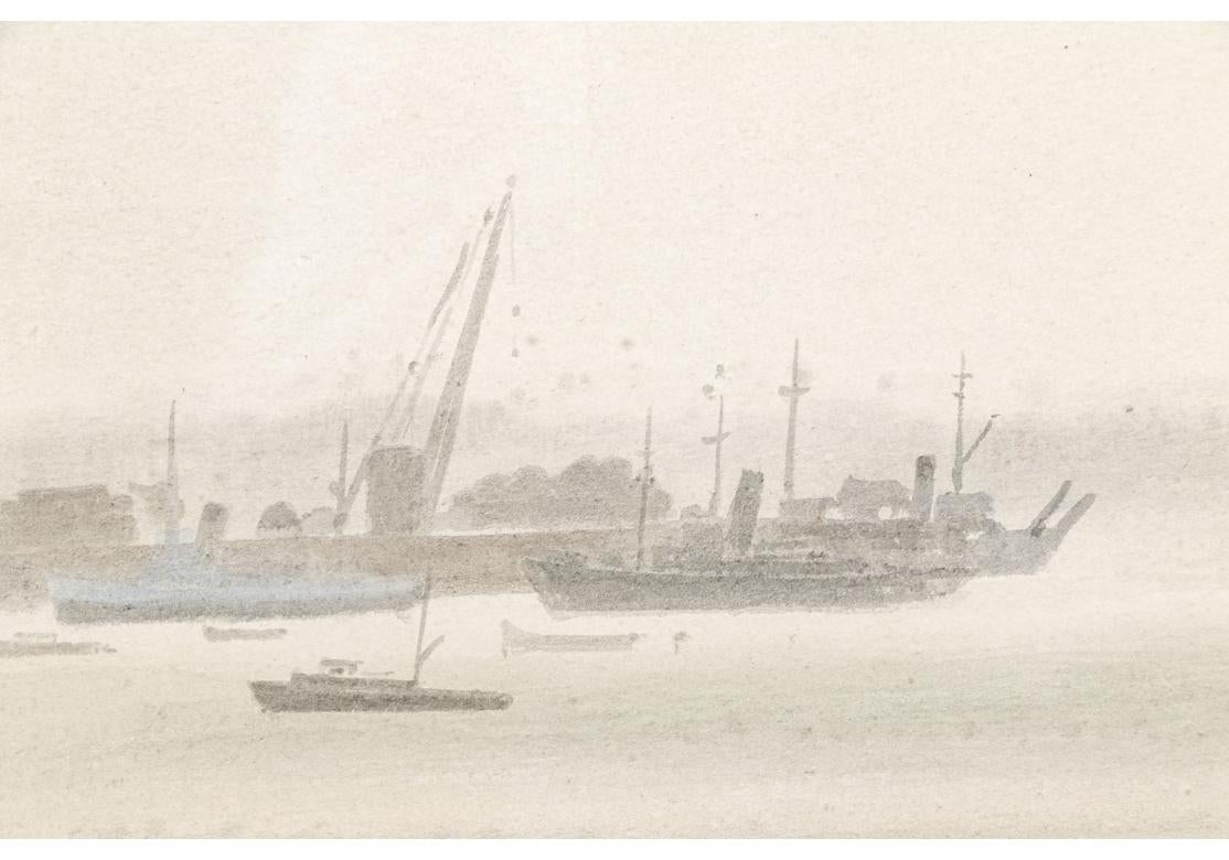 Mid-Century Modern Roland Vivian Pitchforth (British, 1895-1982) Watercolor Of A Coastal Scene For Sale