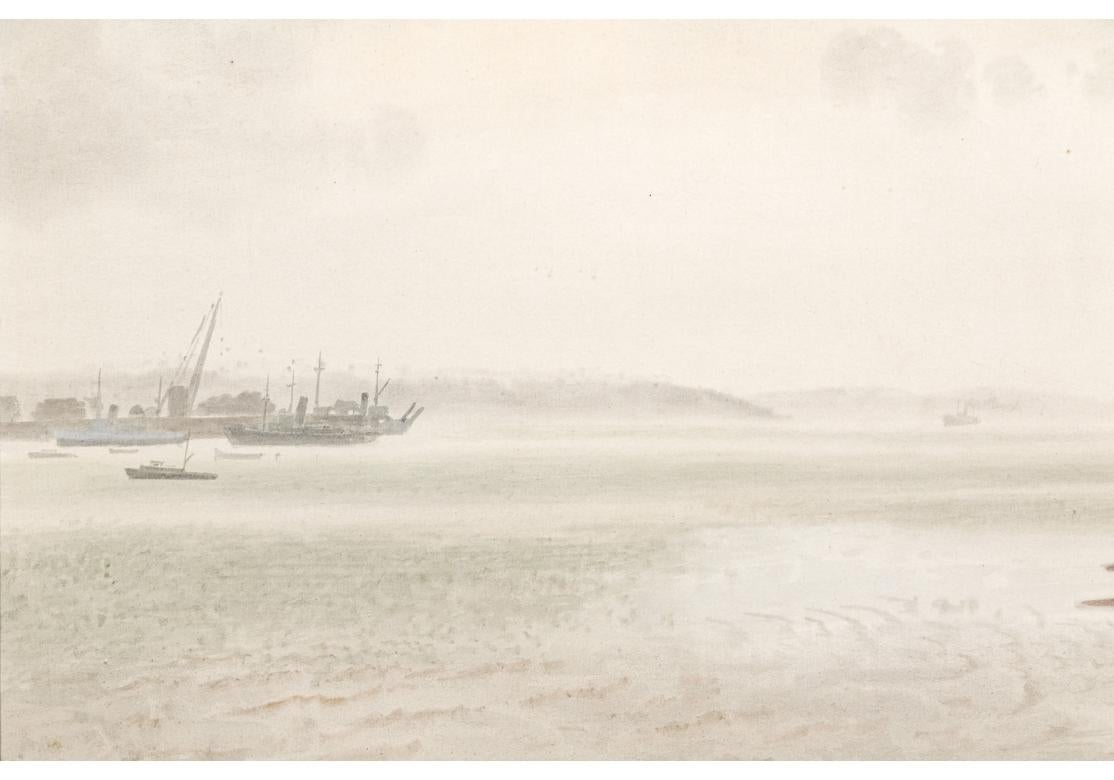 20th Century Roland Vivian Pitchforth (British, 1895-1982) Watercolor Of A Coastal Scene For Sale