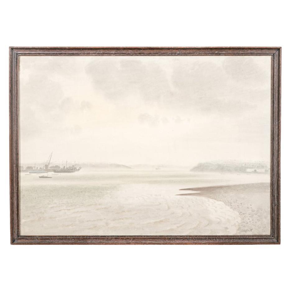 Roland Vivian Pitchforth (British, 1895-1982) Watercolor Of A Coastal Scene For Sale