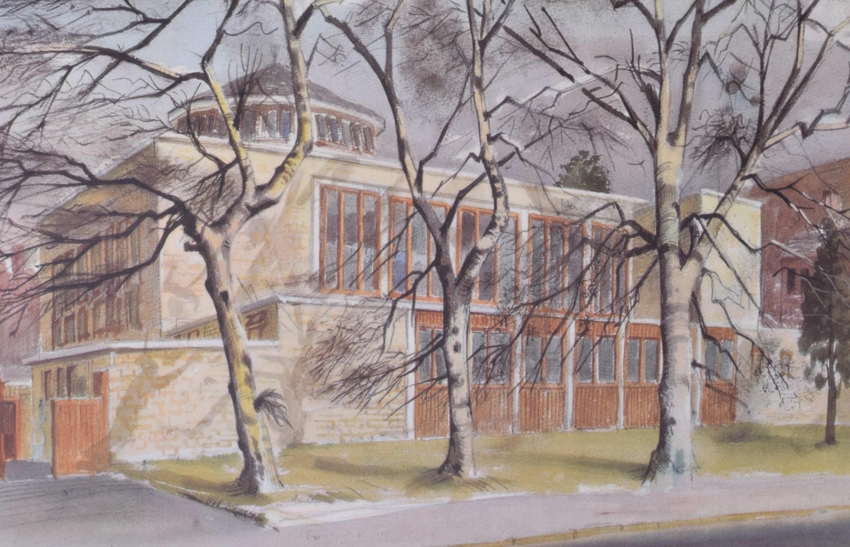 St. Anne''s College, Oxford Lithographie von Roland Vivian Pitchforth (Grau), Landscape Print, von Roland Vivian Pitchforth, RA, ARWS