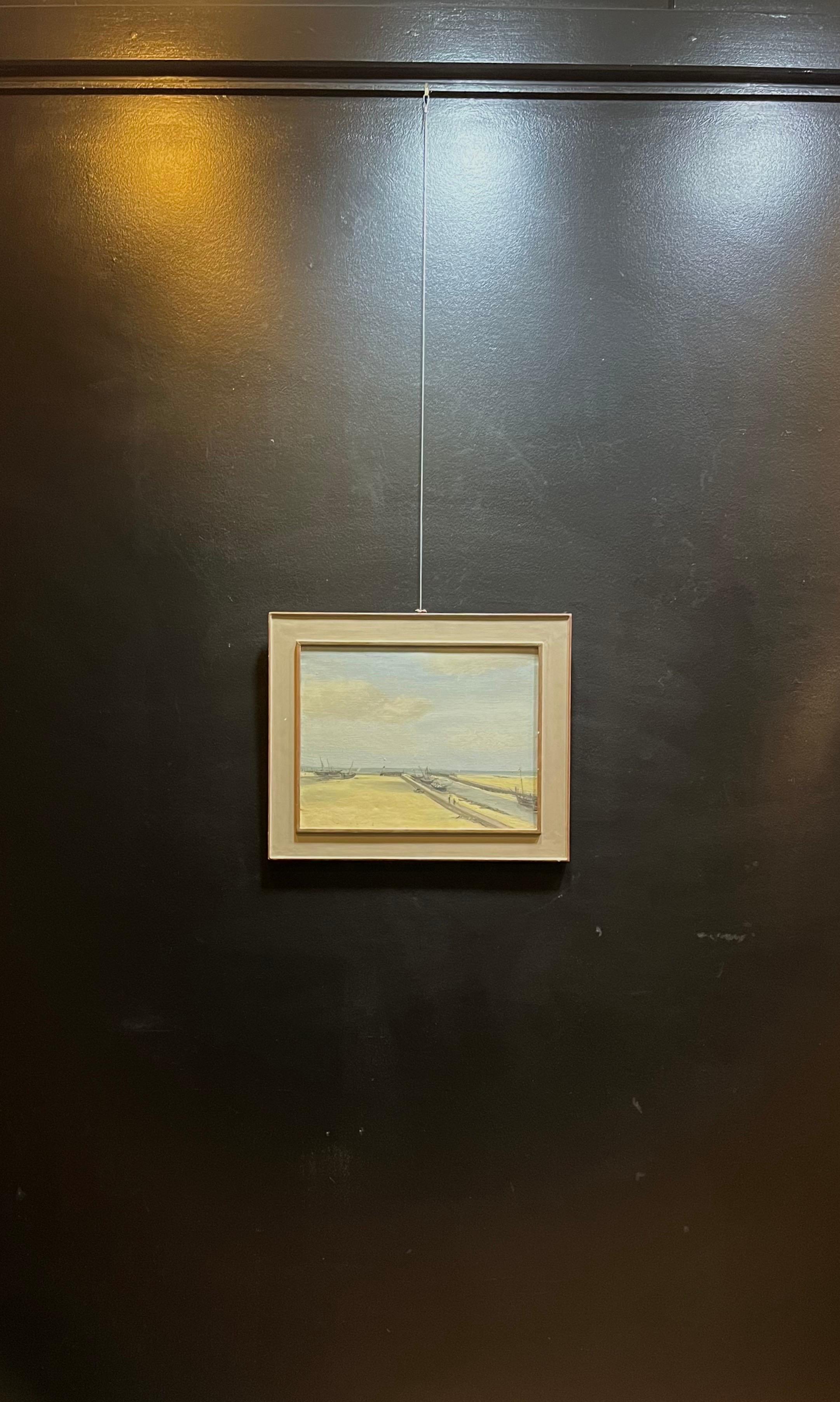 Dique de Gravelines de Roland Weber - Óleo sobre lienzo 35x45cm en venta 1