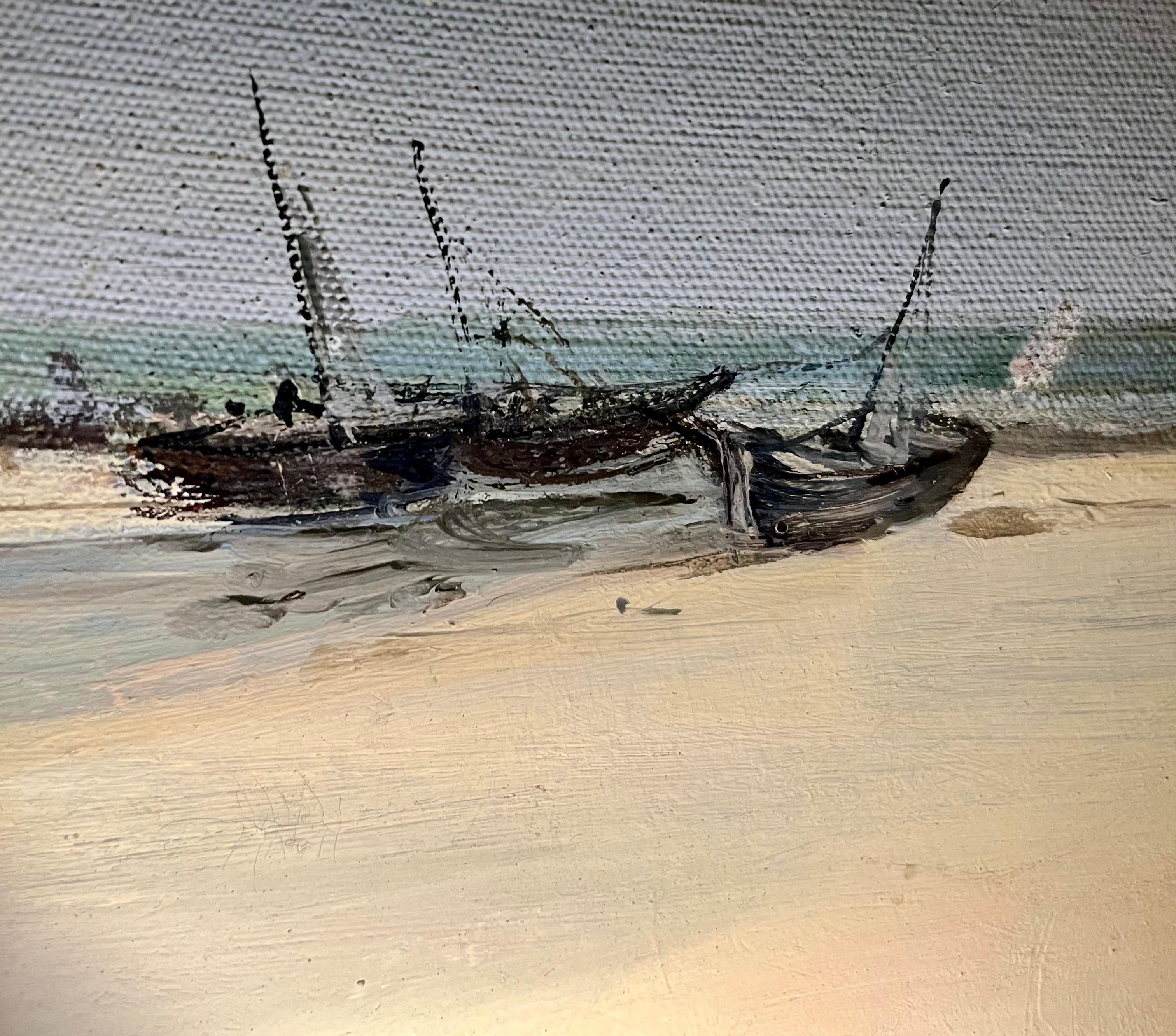 Dique de Gravelines de Roland Weber - Óleo sobre lienzo 35x45cm en venta 2