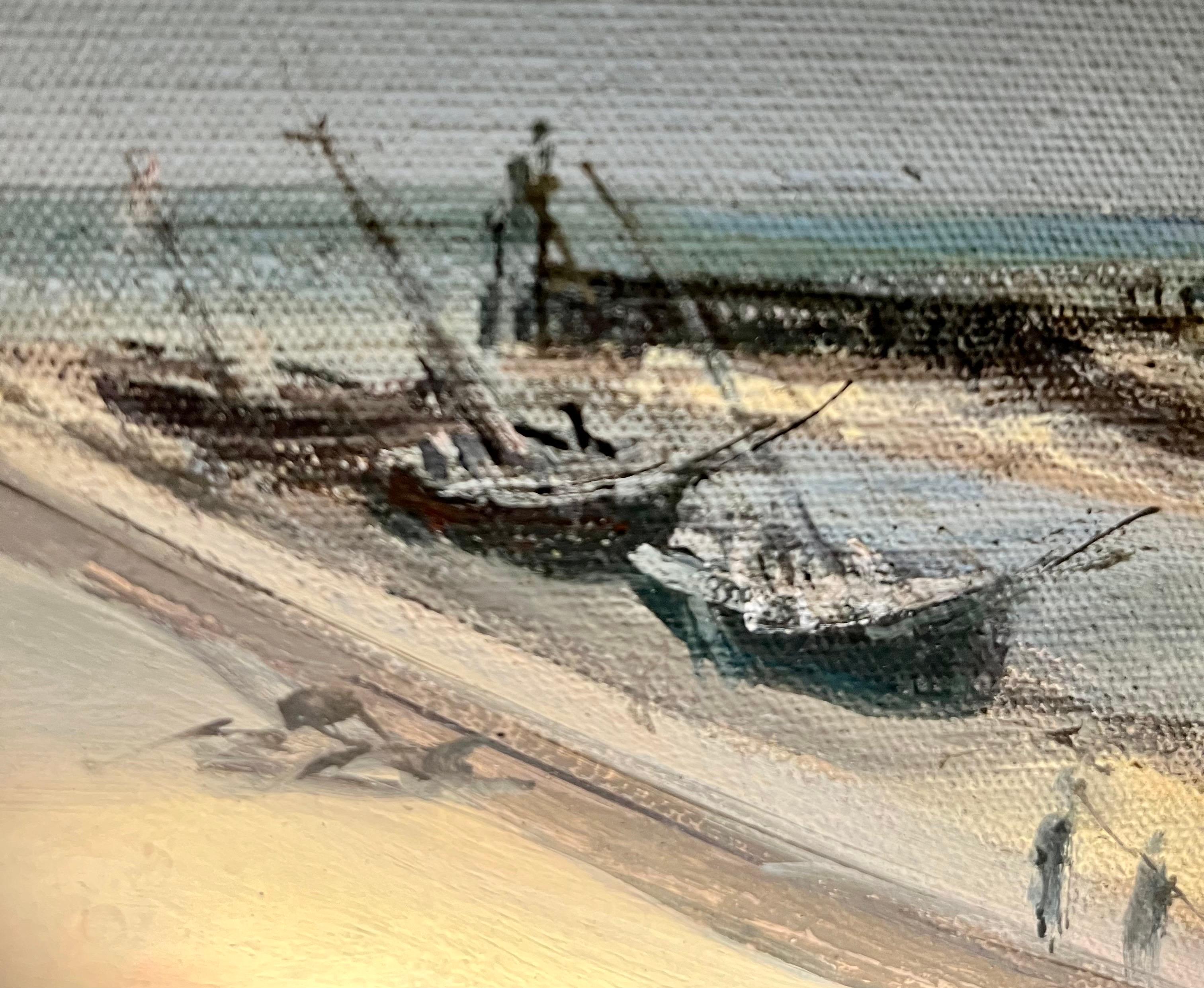 Dique de Gravelines de Roland Weber - Óleo sobre lienzo 35x45cm en venta 3