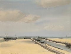 Diga a Gravelines di Roland Weber - Olio su tela 35x45cm