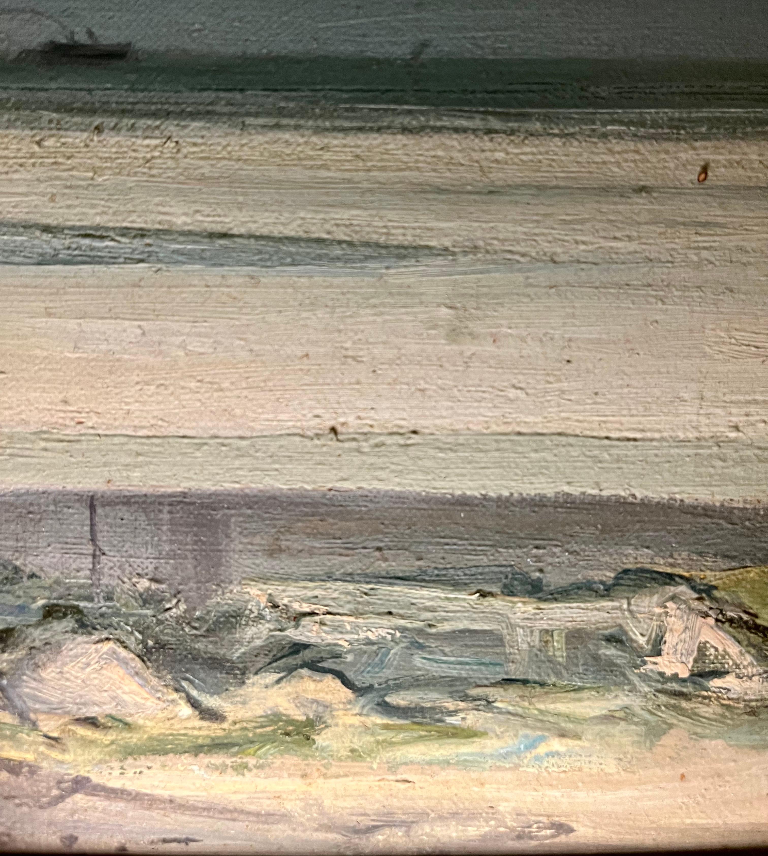 Gravelines von Roland Weber - Öl auf Holz 24,5x25cm im Angebot 2