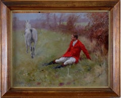 Painting of a Huntsman An Equestrian Sporting Picture Roland Wheelwright 20th C