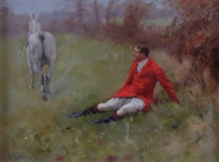 Painting of a Huntsman An Equestrian Sporting Picture Roland Wheelwright 20th C