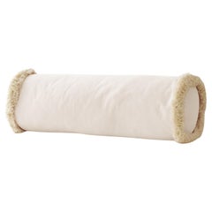 Roland White Bolster Velvet Deluxe Handmade Decorative Cushion