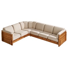 Roland Wilhelmsson Attribution, Modulsofas, Kiefernholz, Stoff, Schweden, 1970er Jahre