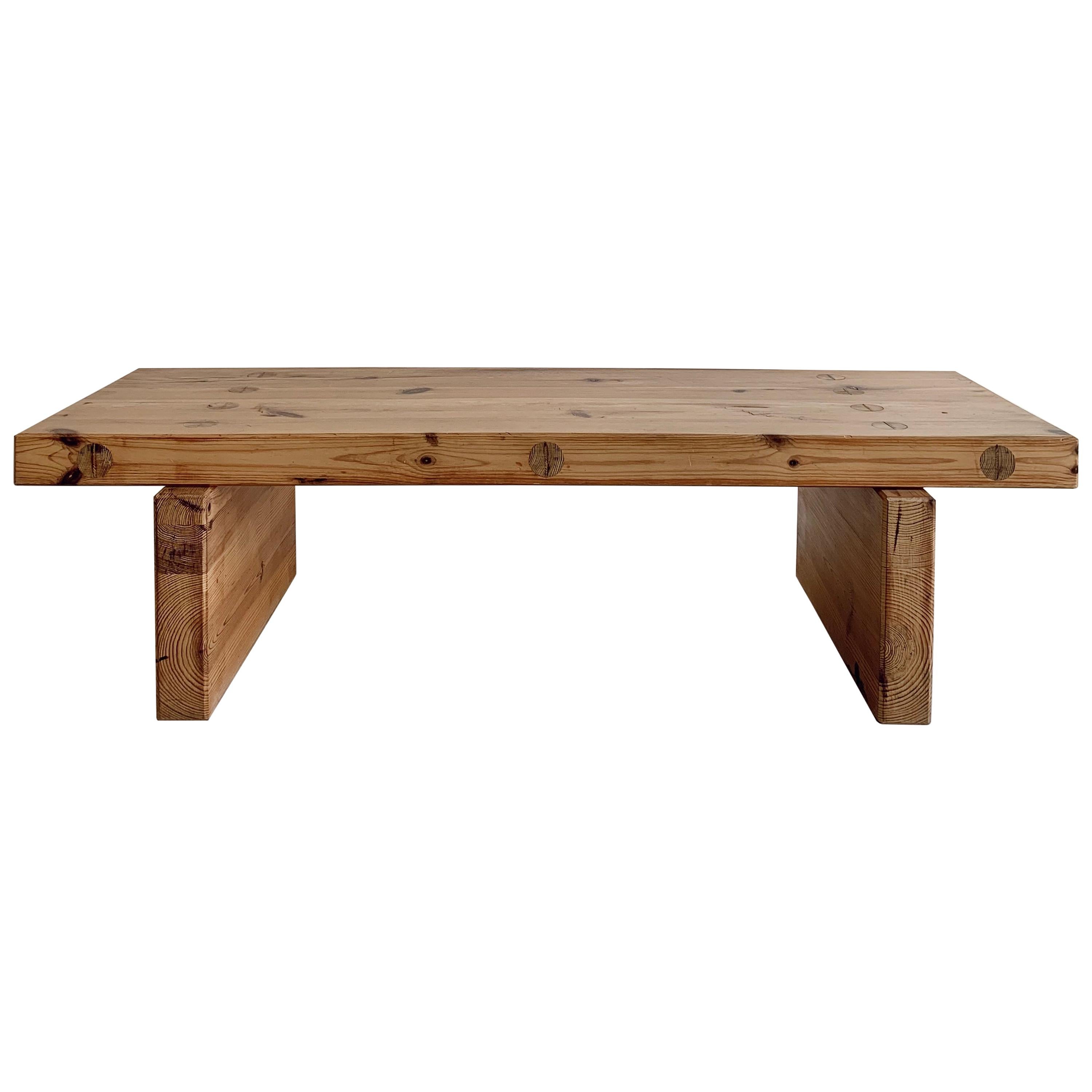 Roland Wilhelmsson "Bamse" Bench Coffee Table in Pine Produced in Sweden, 1970s
