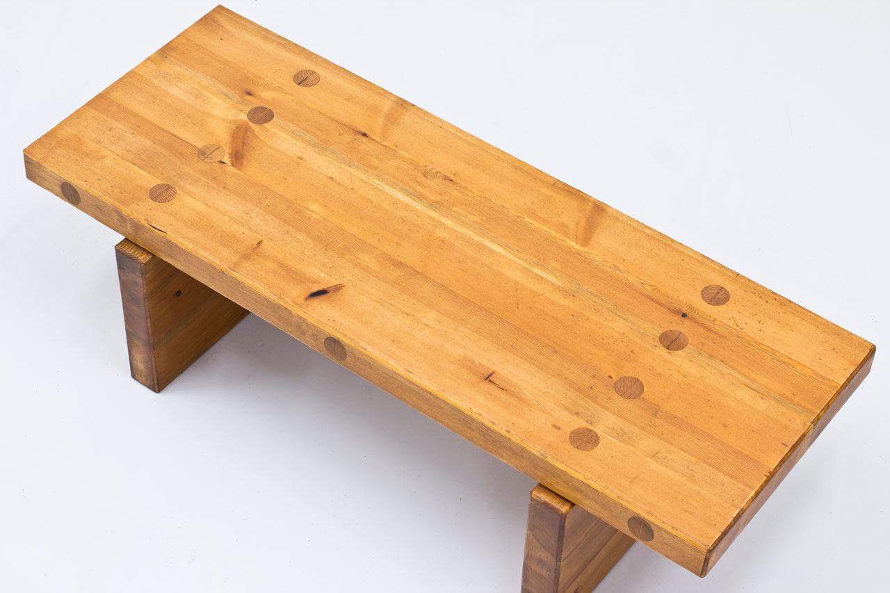 Swedish Roland Wilhelmsson Bench, Table in Solid Pine, Sweden, 1970s