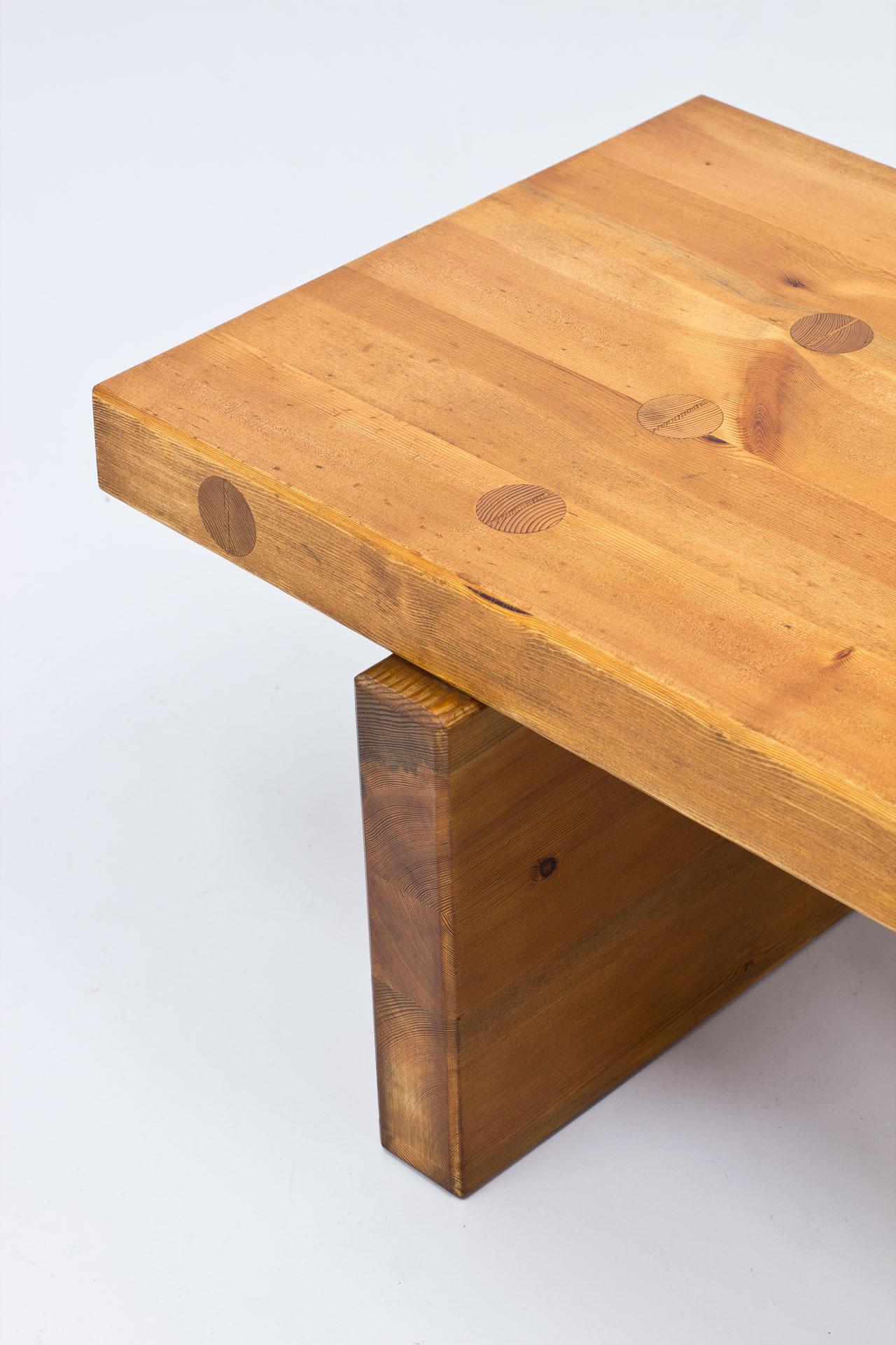 20th Century Roland Wilhelmsson Bench, Table in Solid Pine, Sweden, 1970s