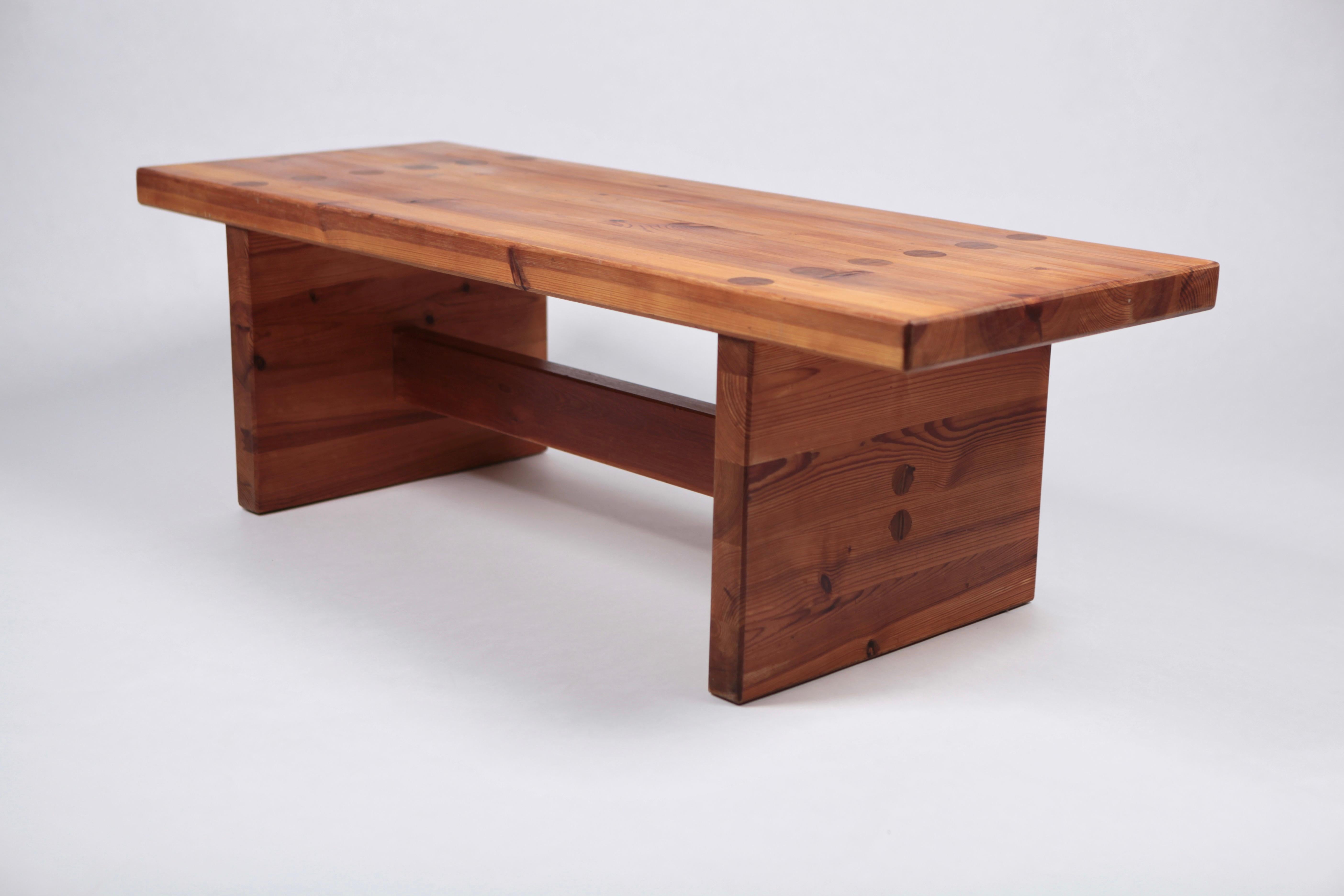 Stained Roland Wilhelmsson, Coffee Table in Pine by Karl Andersson & Söner, Sweden, 1970 For Sale