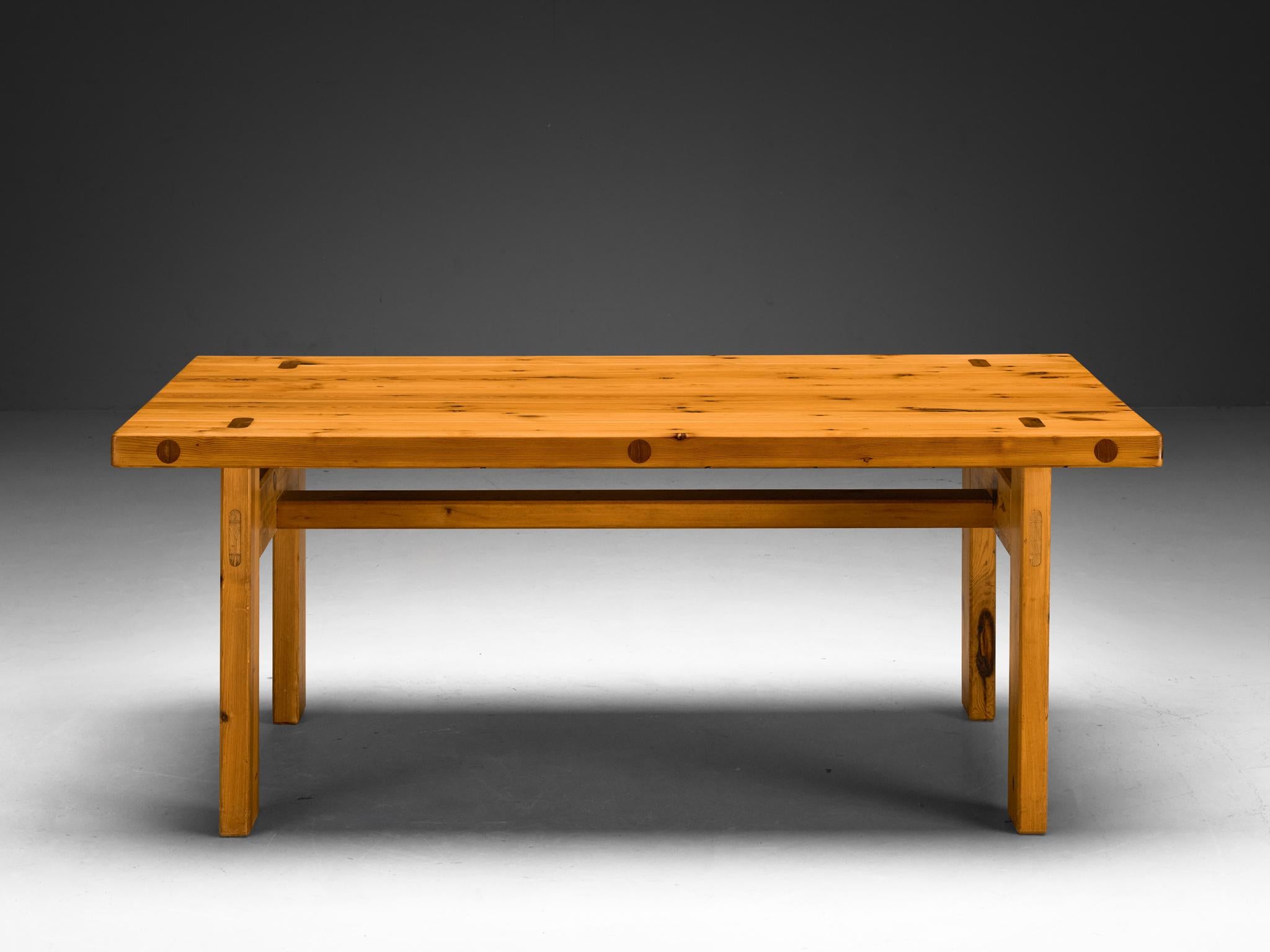 Scandinavian Modern Roland Wilhelmsson Dining Table in Solid Pine 1970s For Sale