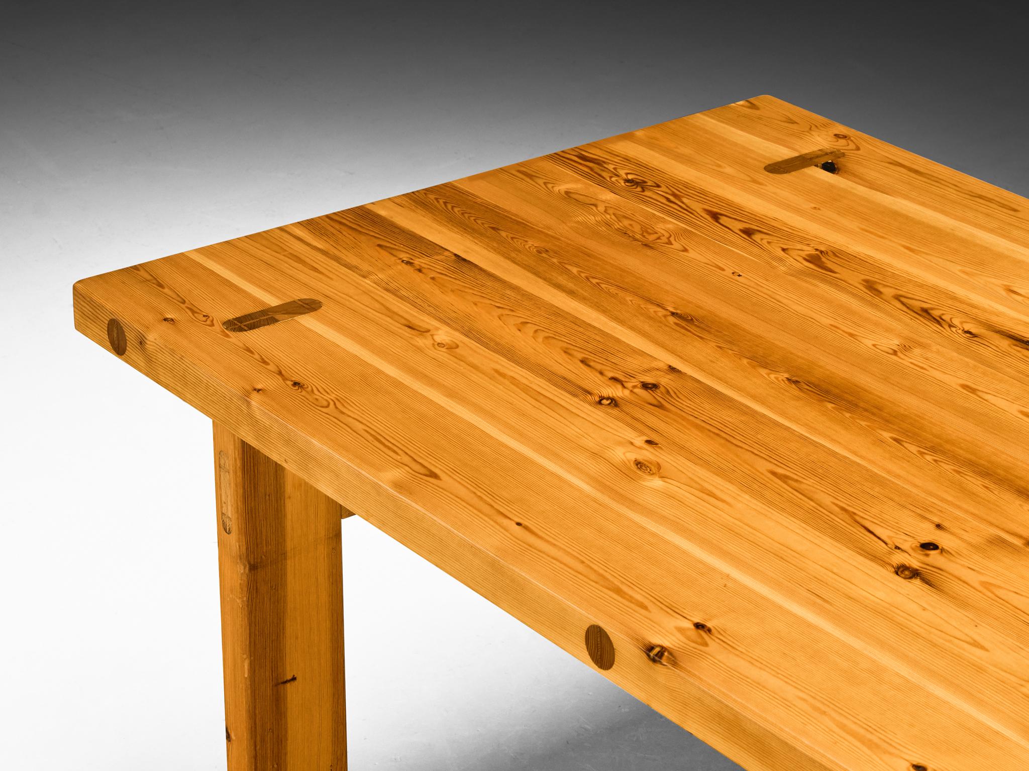Swedish Roland Wilhelmsson Dining Table in Solid Pine 1970s For Sale