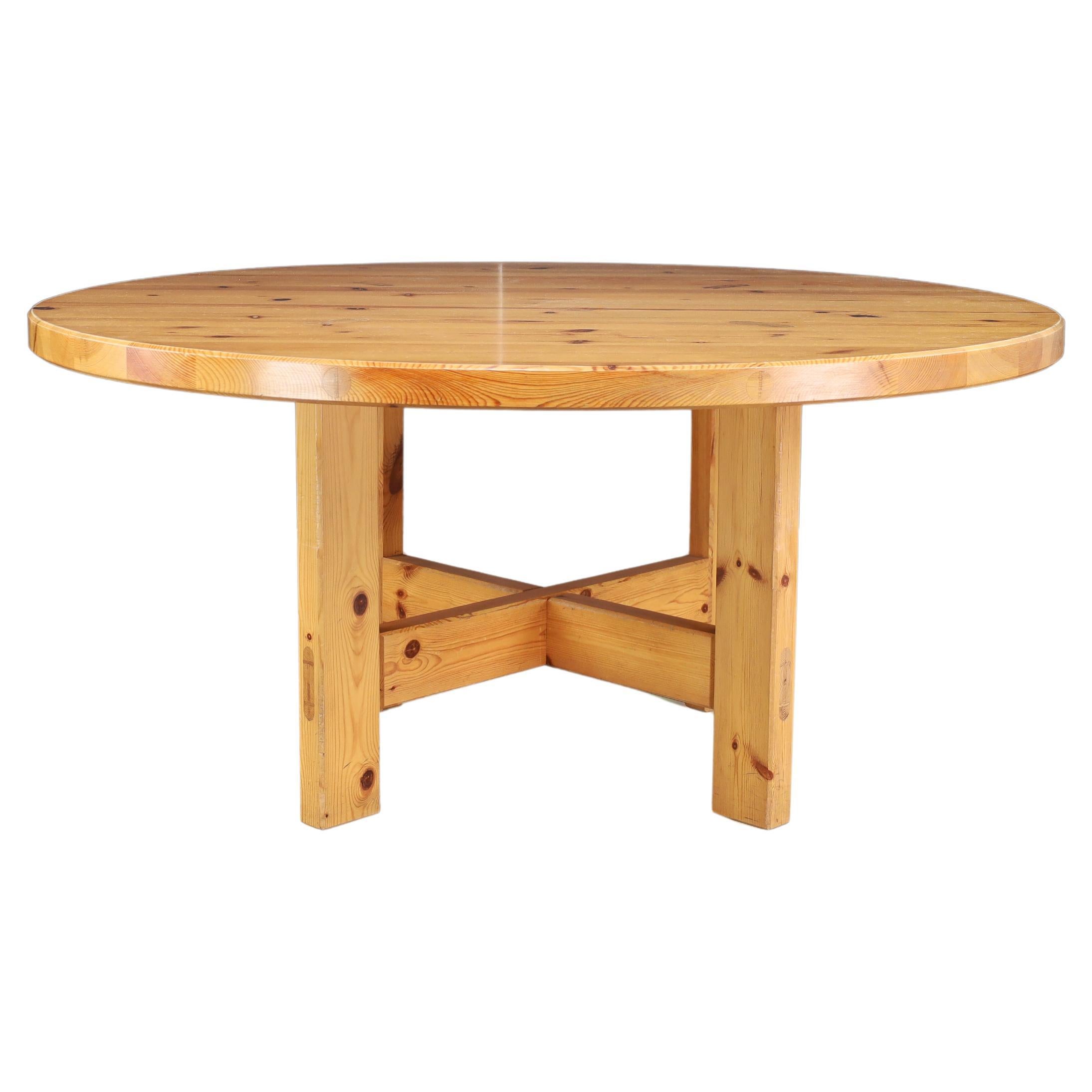 Roland Wilhelmsson for Karl Andersson & Söner Round Solid Pine Table Sweden 1970 For Sale