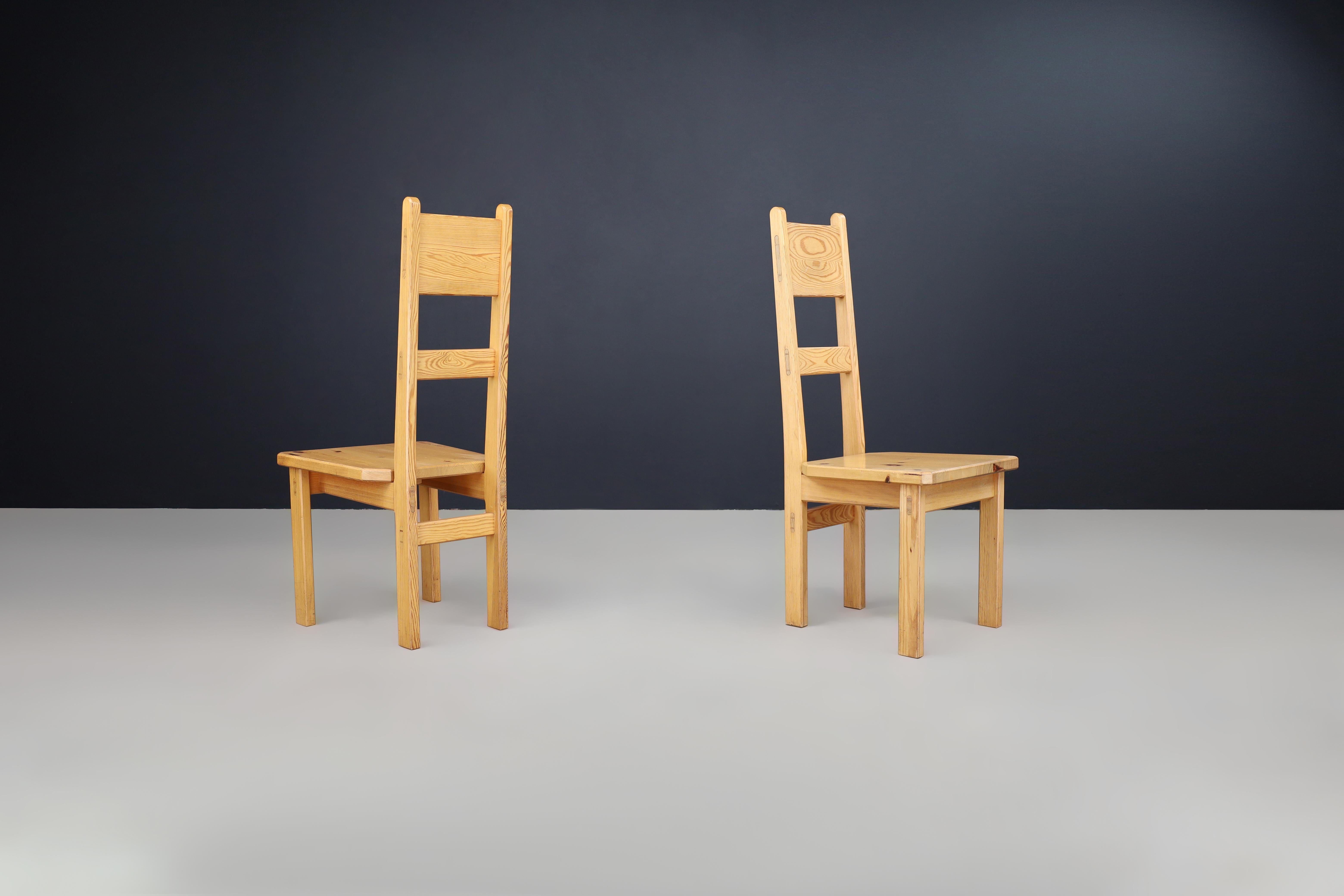 Swedish Roland Wilhelmsson for Karl Andersson & Söner Solid Pine Wood Chairs Sweden 1970 For Sale