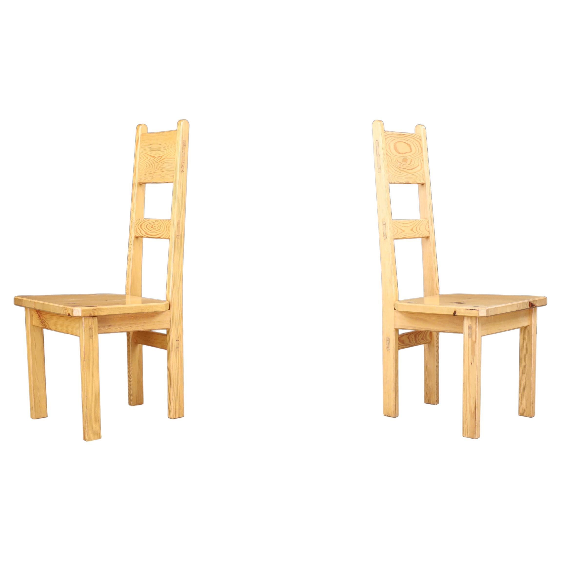 Roland Wilhelmsson for Karl Andersson & Söner Solid Pine Wood Chairs Sweden 1970 For Sale
