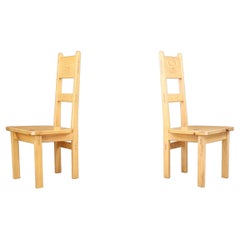Retro Roland Wilhelmsson for Karl Andersson & Söner Solid Pine Wood Chairs Sweden 1970