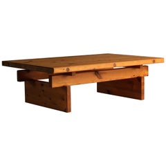 Roland Wilhelmsson, Minimalist Modern Coffee Table, Solid Pine, 1960s, Sweden