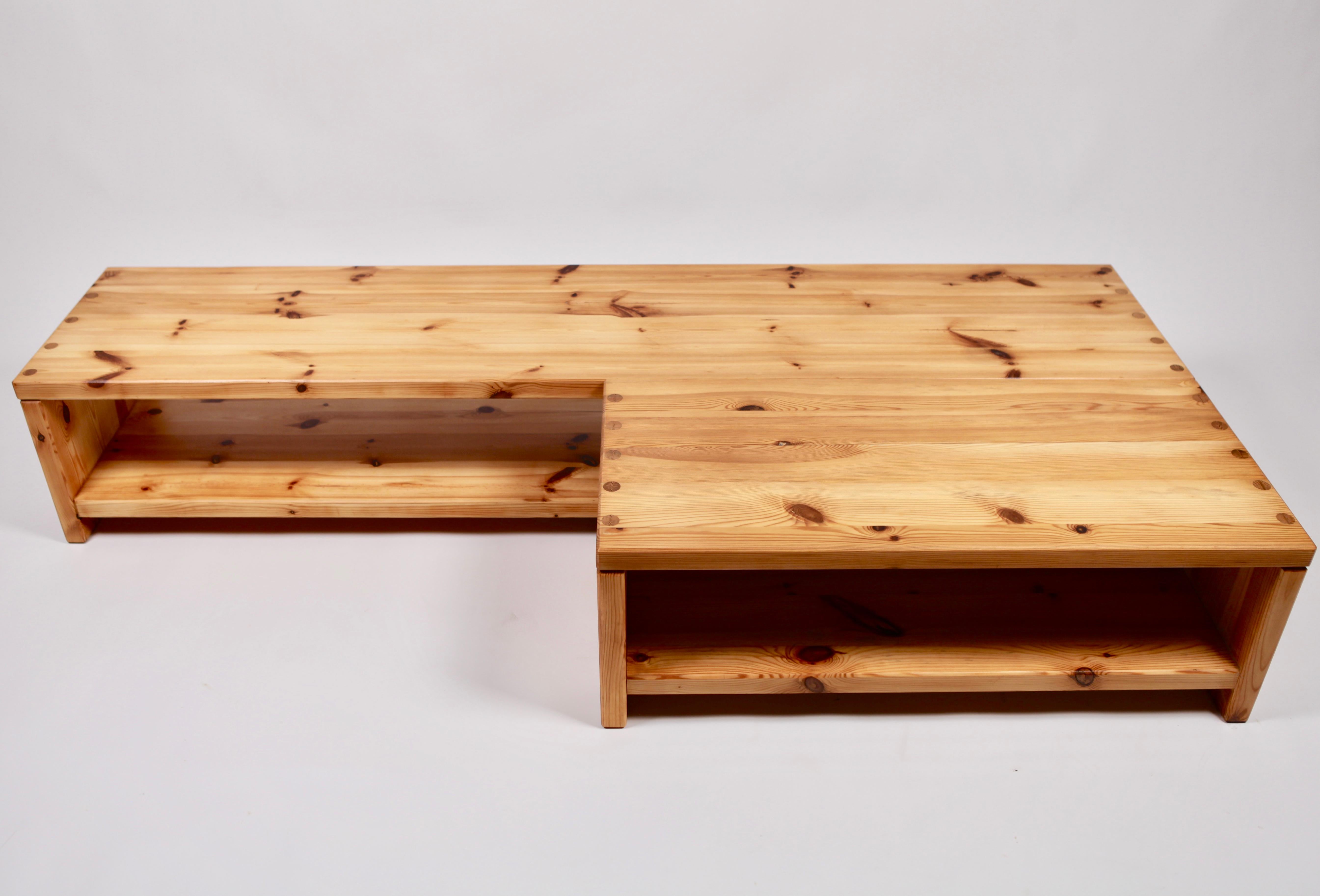 Stained Roland Wilhelmsson, Pair of Coffee Table in Pine, Sweden, 1970s
