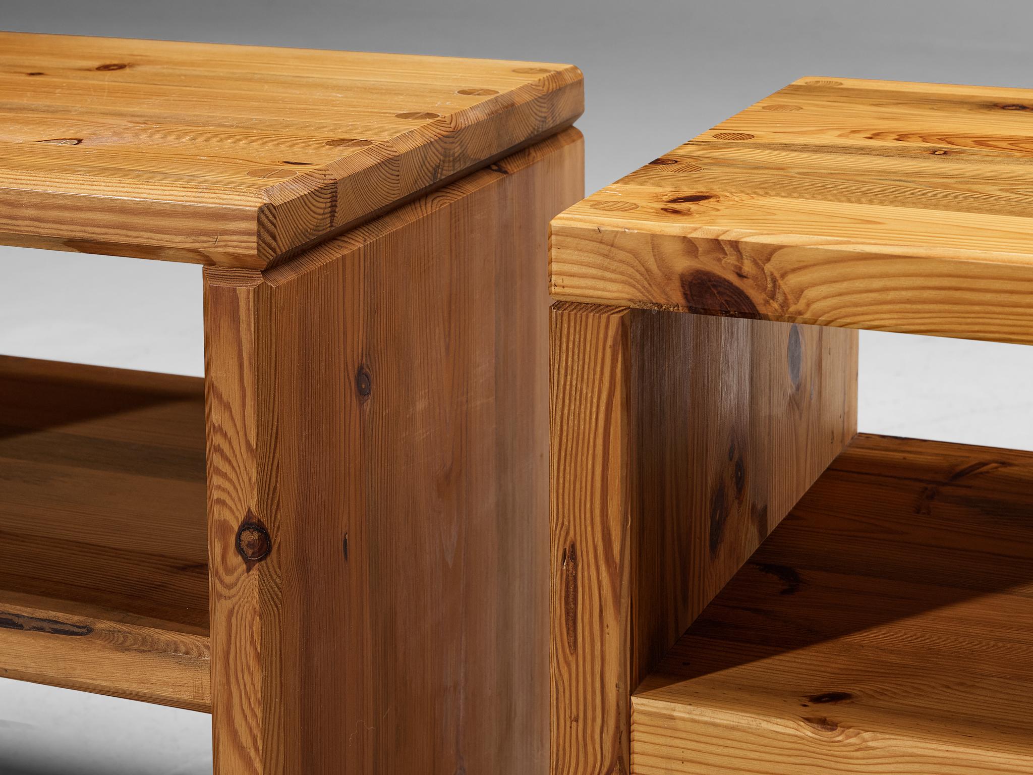 Late 20th Century Roland Wilhelmsson Pair of Side Tables in Pine
