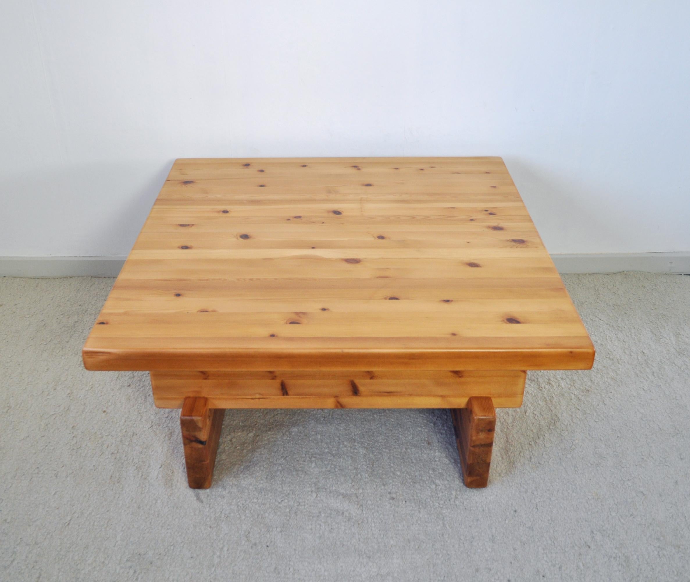 Swedish Roland Wilhelmsson Solid Pine Coffee Table, Sweden, 1970s For Sale