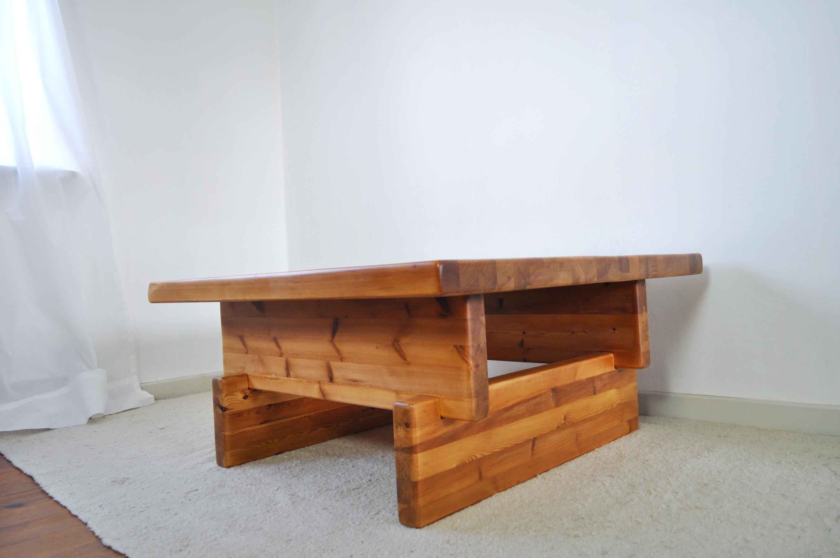 Late 20th Century Roland Wilhelmsson Solid Pine Coffee Table, Sweden, 1970s For Sale