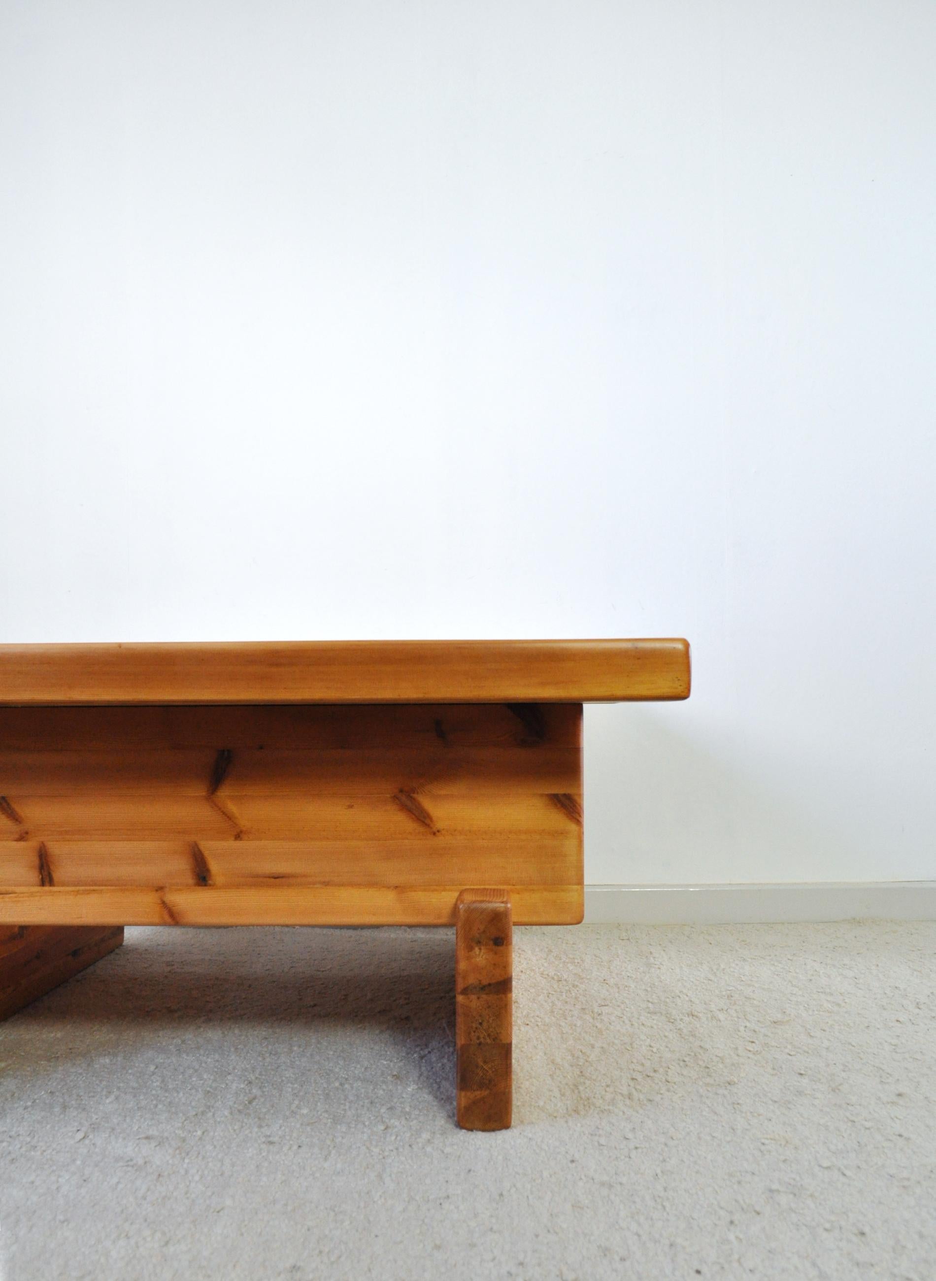 Roland Wilhelmsson Solid Pine Coffee Table, Sweden, 1970s For Sale 1