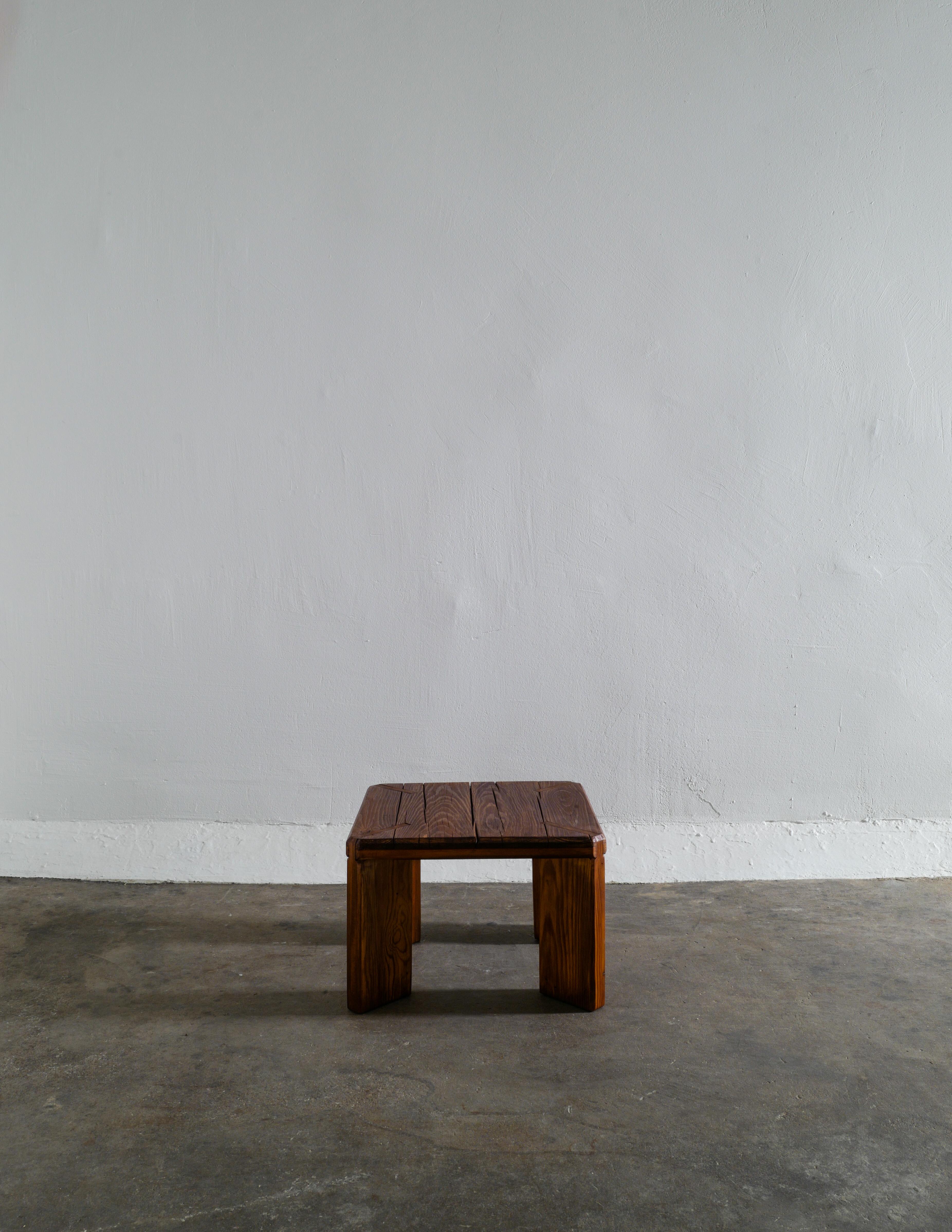 Mid-Century Modern Roland Wilhelmsson Stool / Side Table in Pine Produced in Sweden, 1960s