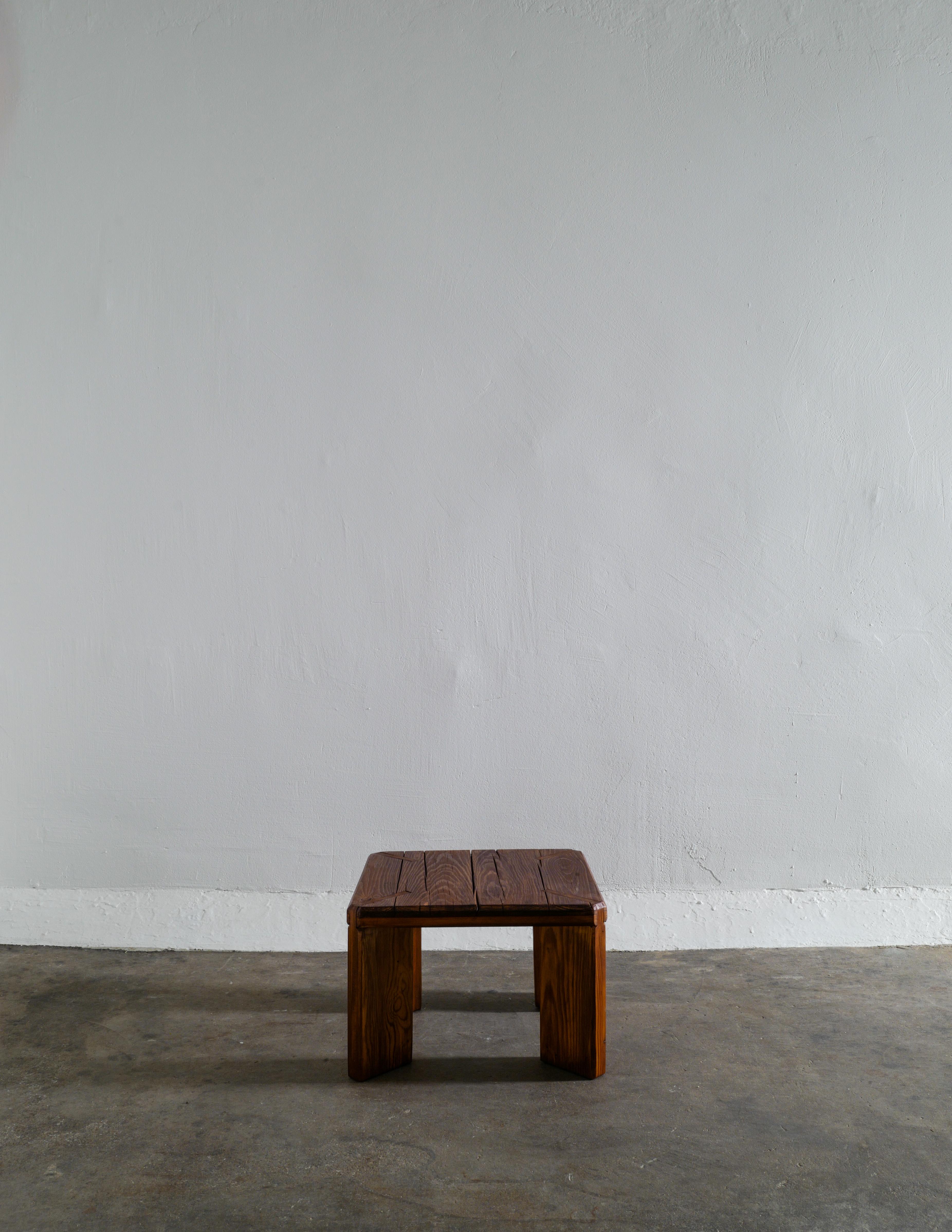 Scandinavian Modern Roland Wilhelmsson Stool Side Table in Pine Produced in Sweden, 1960s