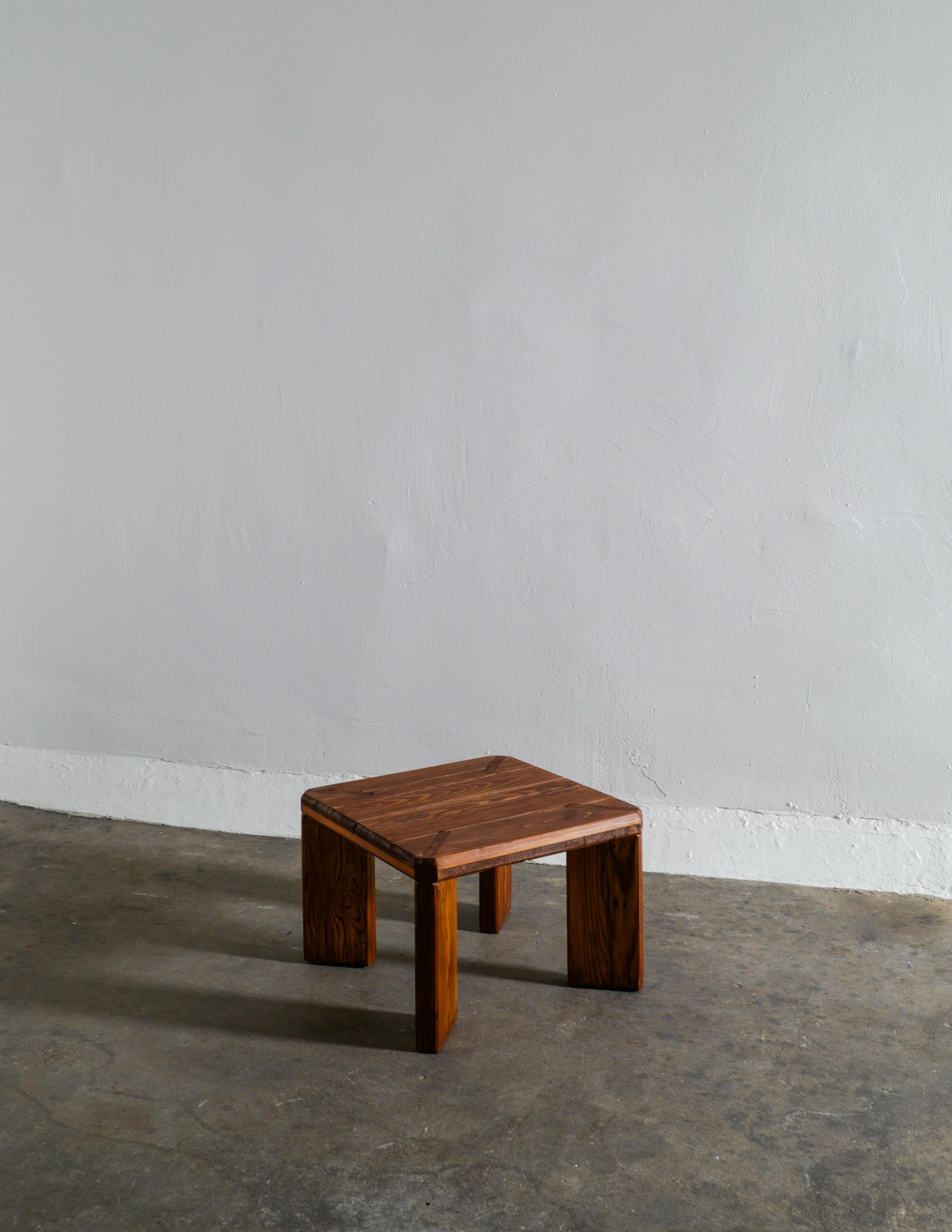 Swedish Roland Wilhelmsson Stool Side Table in Pine Produced in Sweden, 1960s