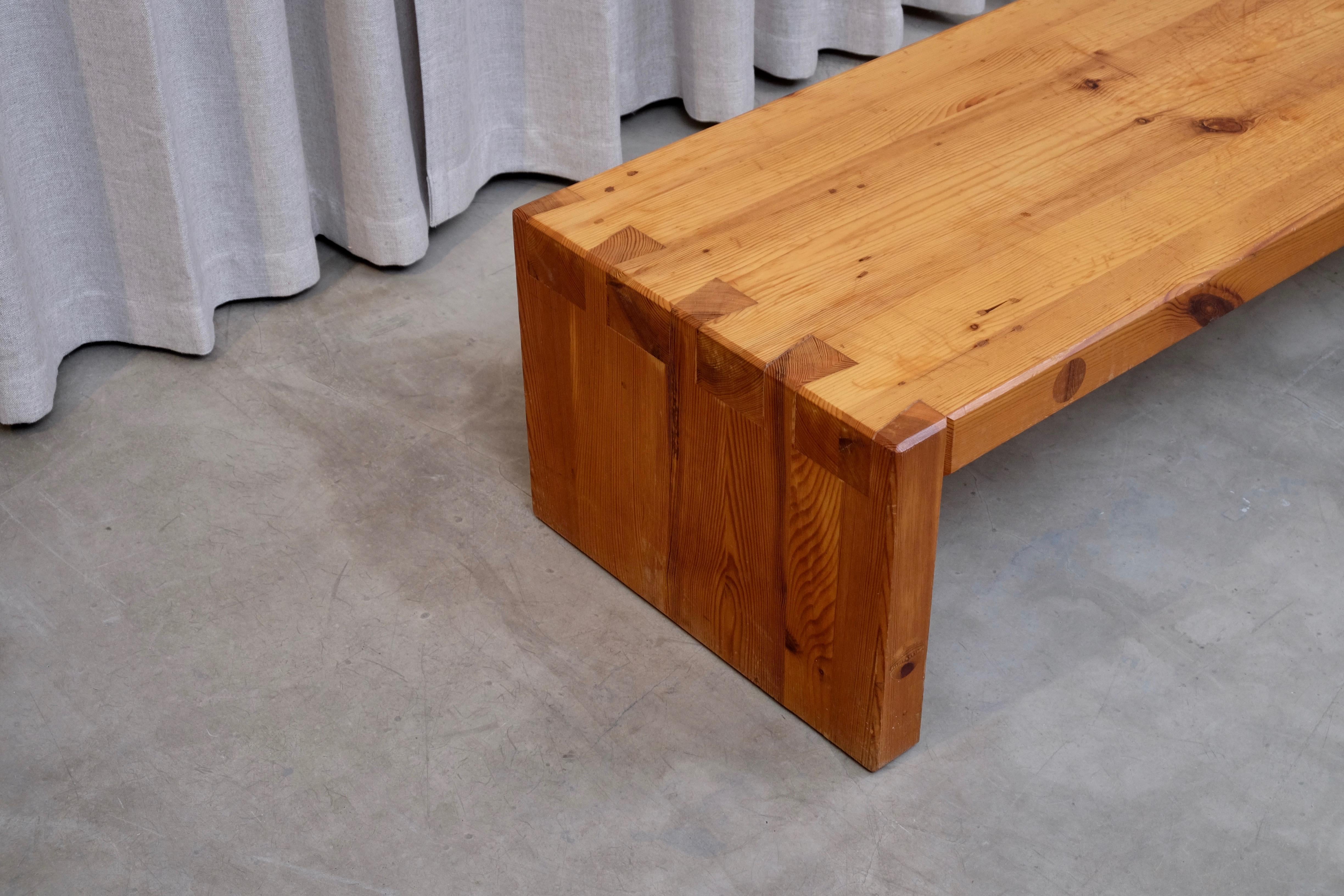 Scandinavian Modern Roland Wilhelmsson Table / Bench in Pine, Produced in Sweden, 1960s For Sale