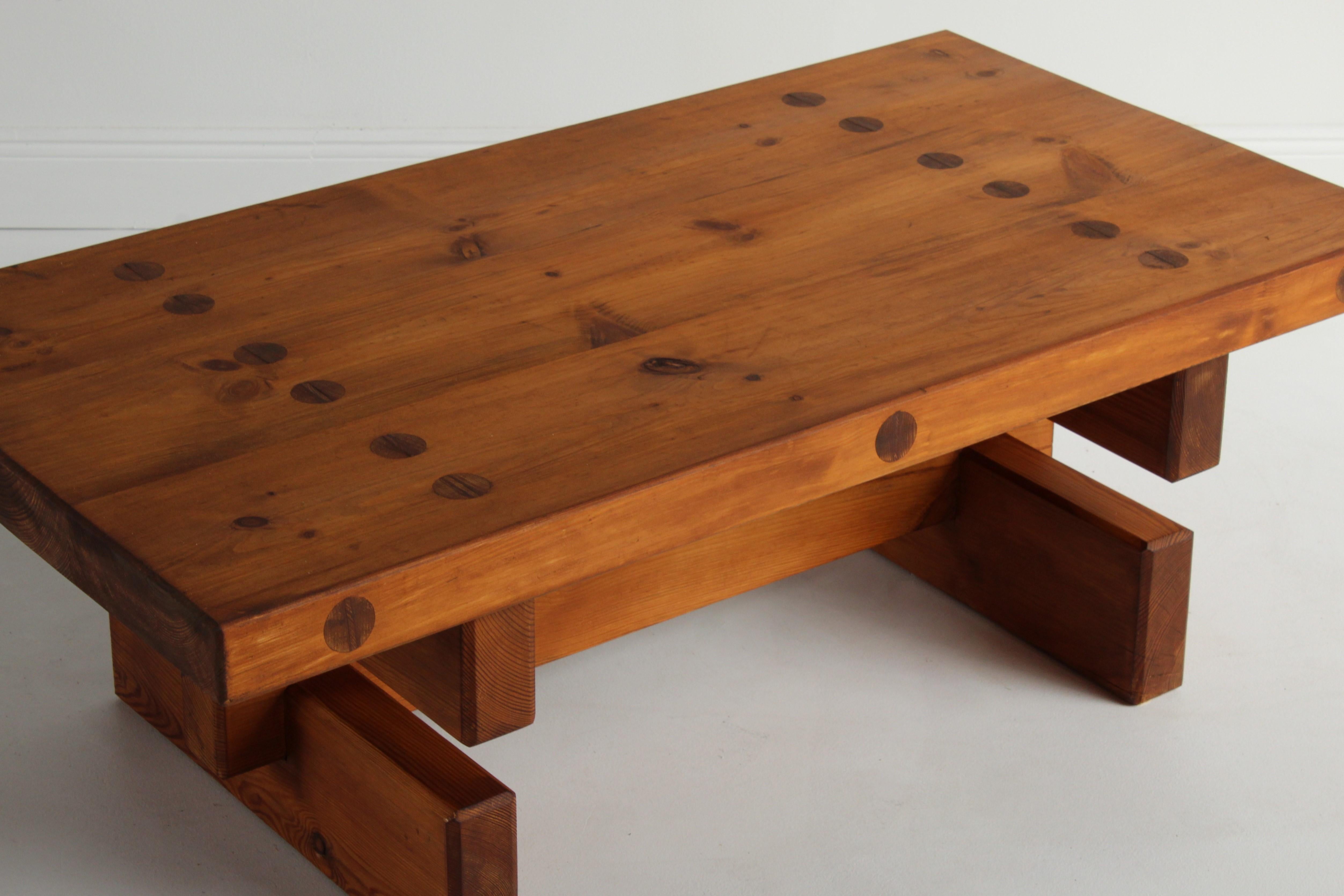 Roland Wilhelmsson, Unique Signed Coffee Table, Pine, Studio of Artist 1968 4