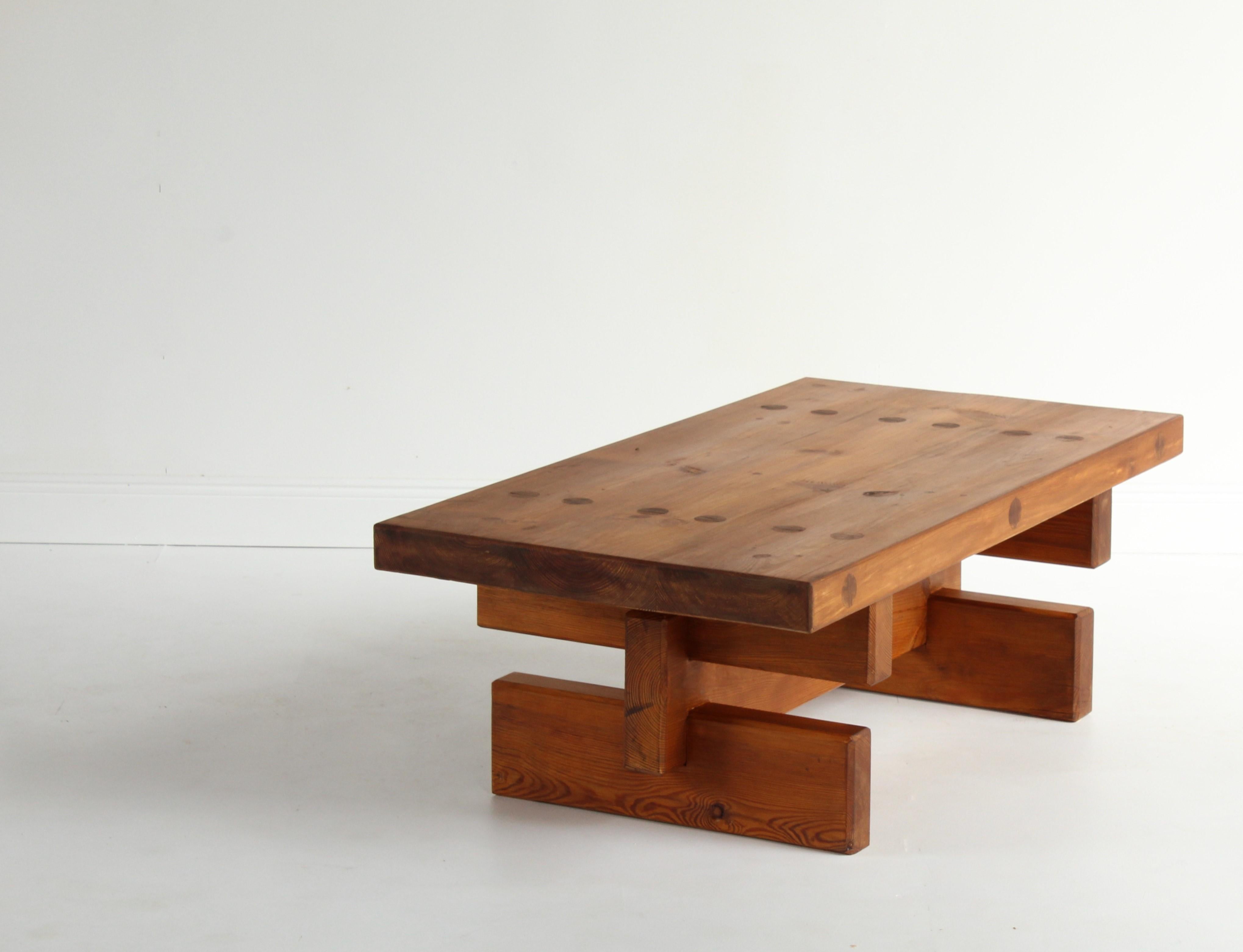 Roland Wilhelmsson, Unique Signed Coffee Table, Pine, Studio of Artist 1968 1