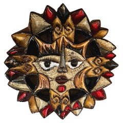 Roland Zobel Sculpture murale en terre cuite émaillée, 1970