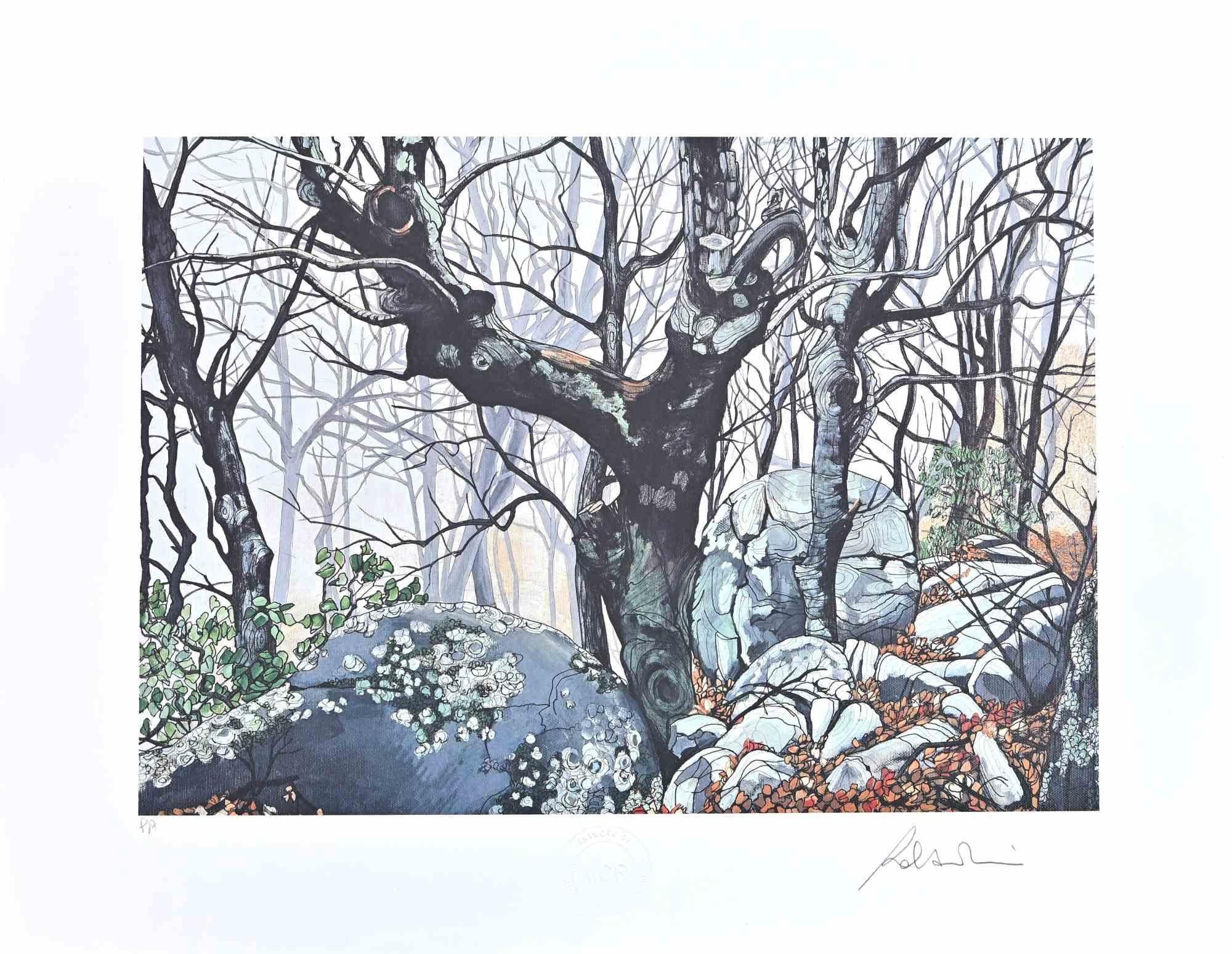 Rolandi (Maurizio Coccia) Figurative Print - In the Forest - Screen Print by Rolandi - 1980s