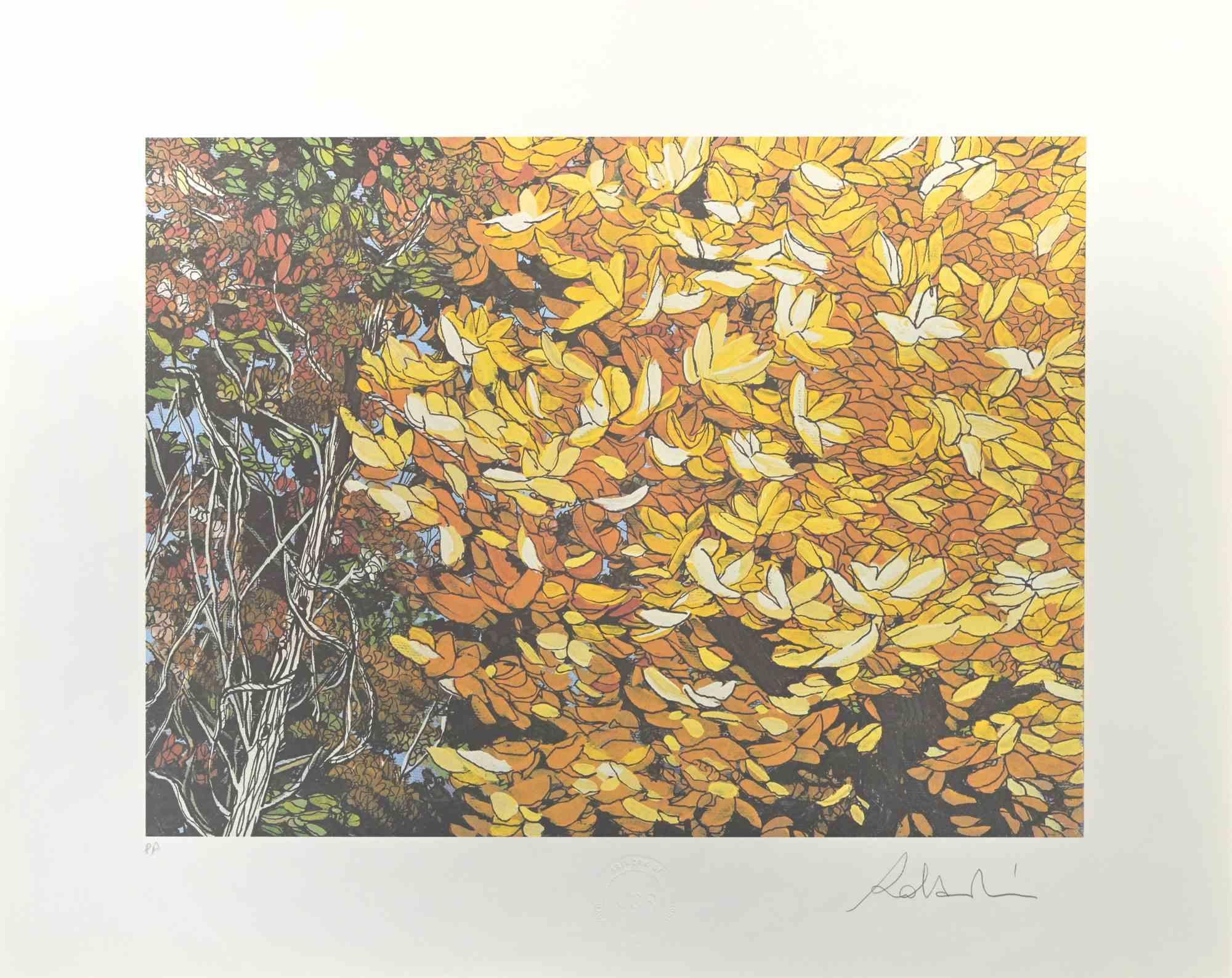 Landschaften des Herbstes – Paraventdruck von Rolandi – 1980er Jahre