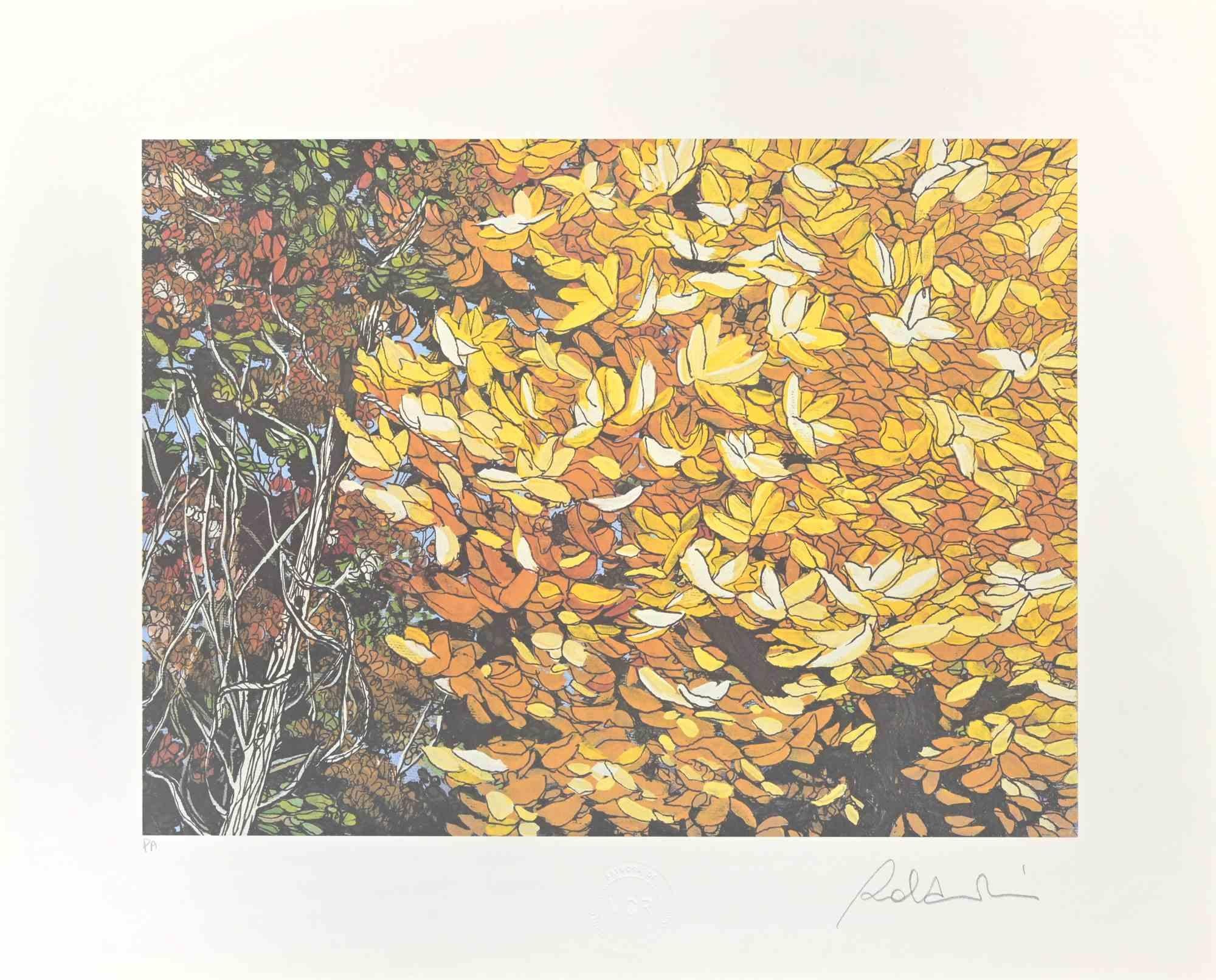 Rolandi (Maurizio Coccia) Figurative Print - Landscapes of Autumn - Screen Print by Rolandi - 1980s