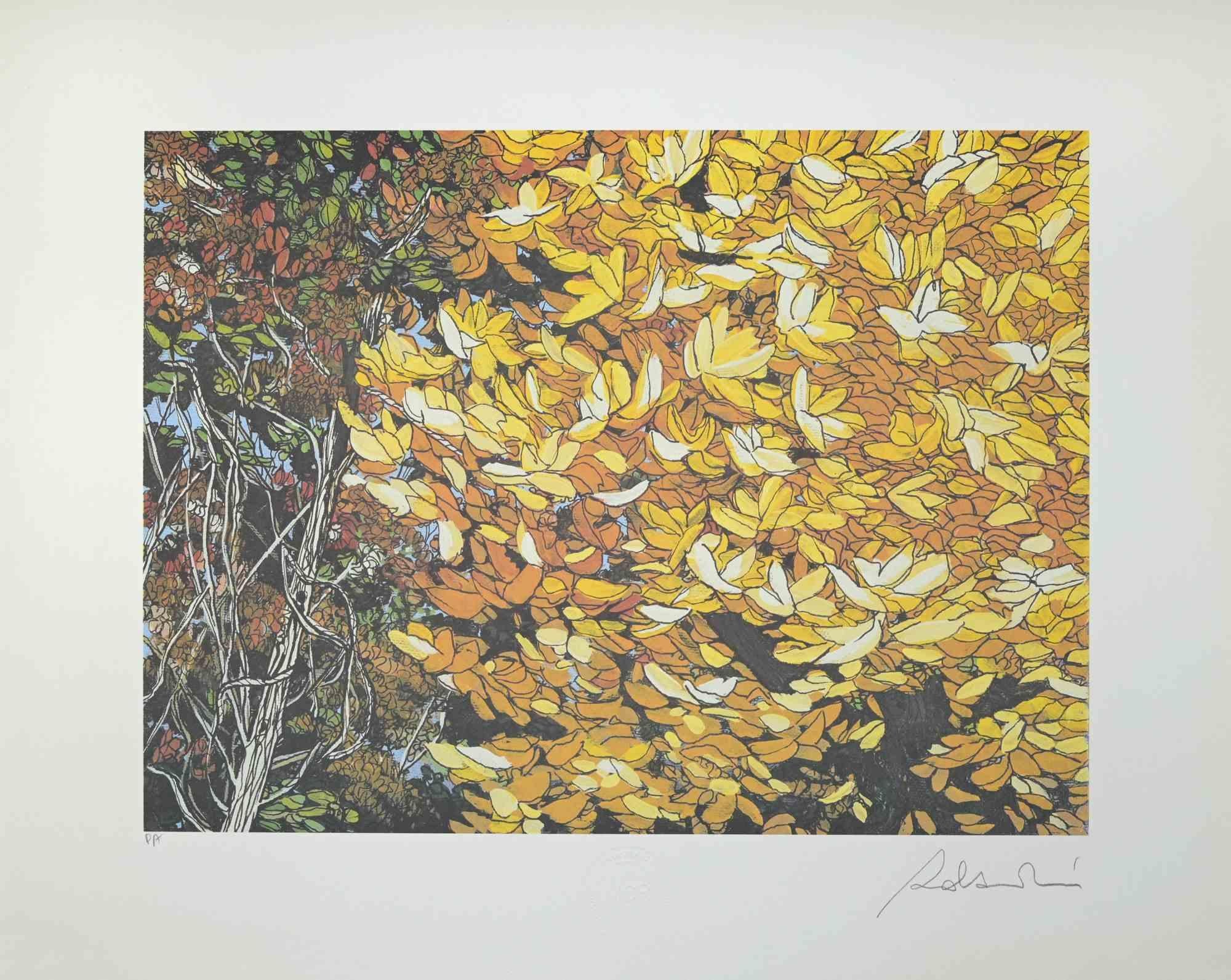 Figurative Print Rolandi (Maurizio Coccia) - Landscapes of Autumn - Screen Print by Rolandi - 1980s