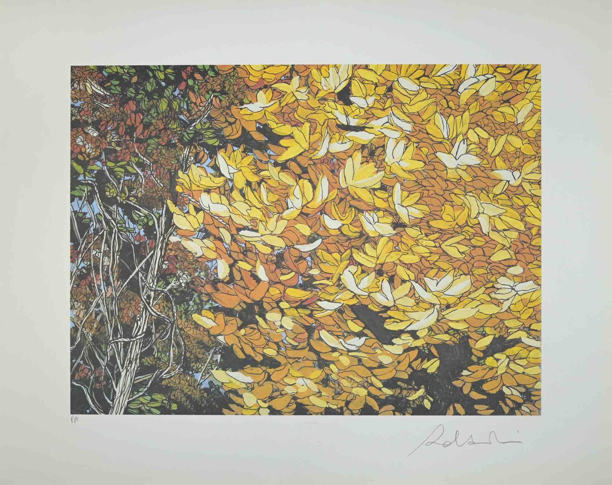 Rolandi (Maurizio Coccia) Figurative Print - Landscapes of Autumn - Screen Print by Rolandi - 1980s