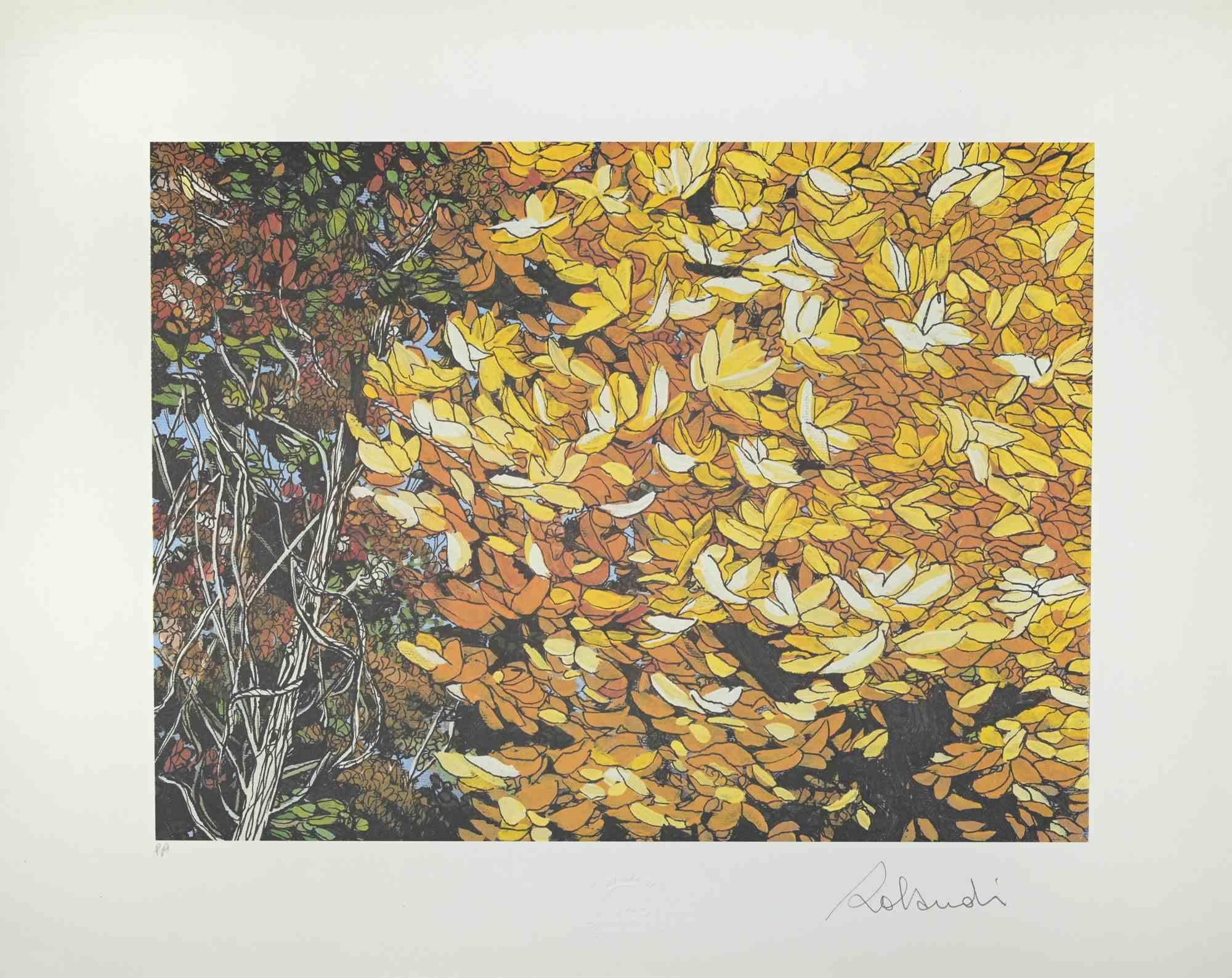 Rolandi (Maurizio Coccia) Figurative Print - Landscapes of Autumn - Screen Print by Rolandi - 1980s