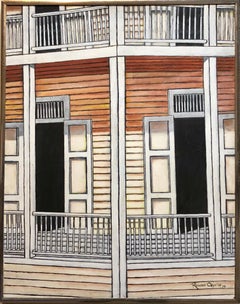 Guatemalan Latin American Oil Painting Modernist Porch Scene