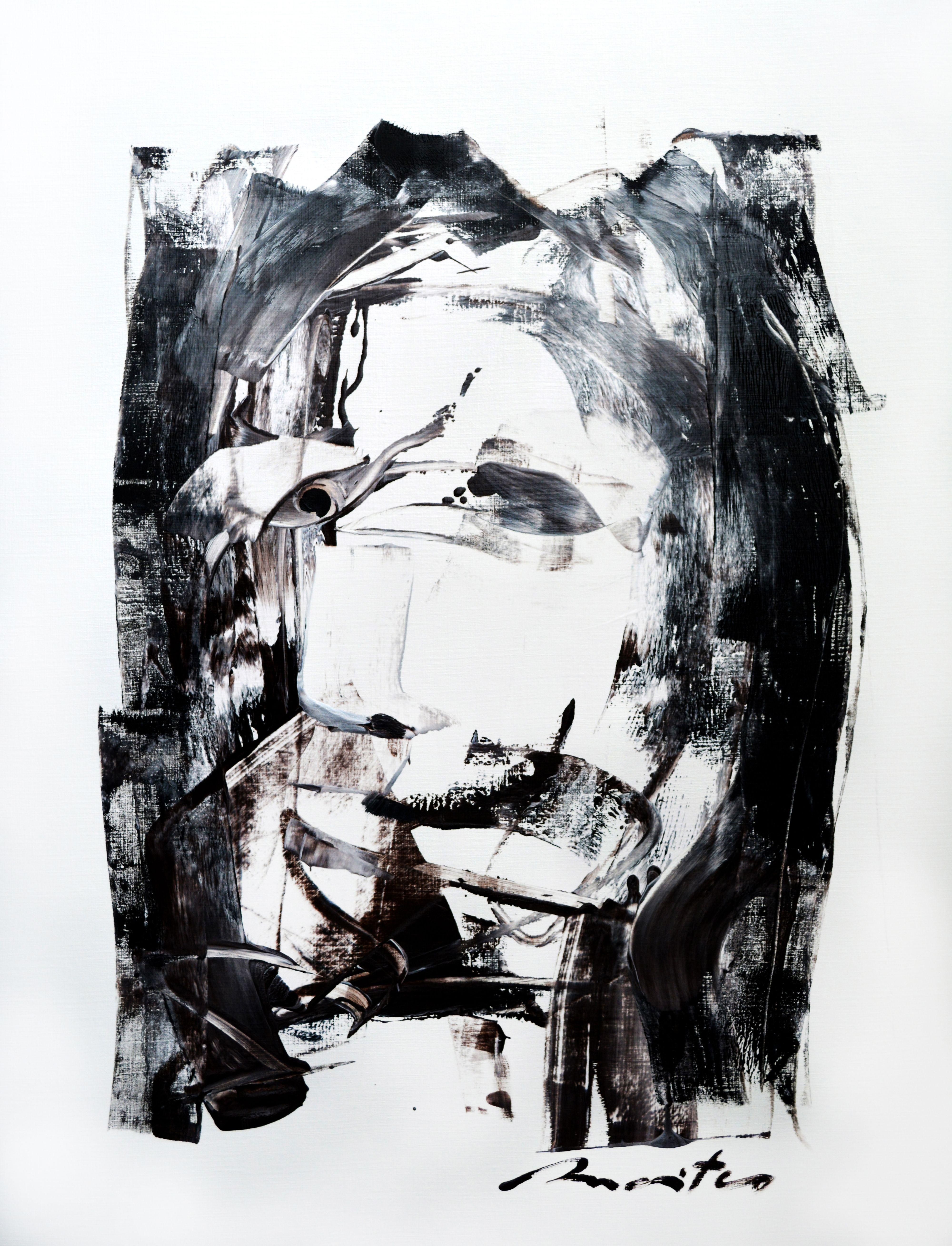 Malice, peinture, huile sur papier - Painting de Rolando Duartes