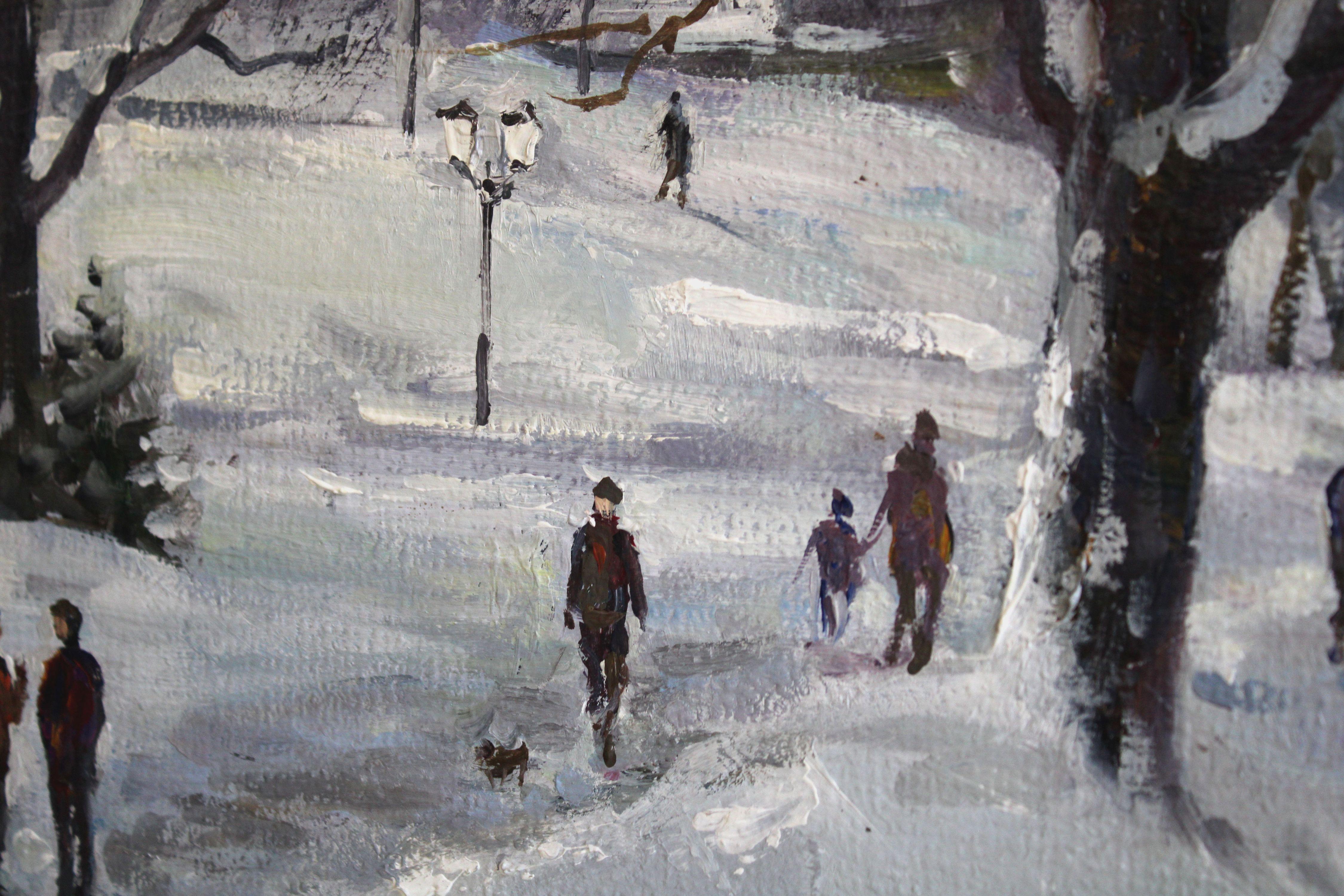 City park at winter. 2023., canvas, oil, 60x74.5 cm For Sale 2