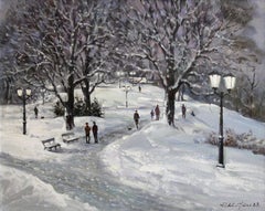 City Park at Winter. 2023., Leinwand, Öl, 60x74,5 cm